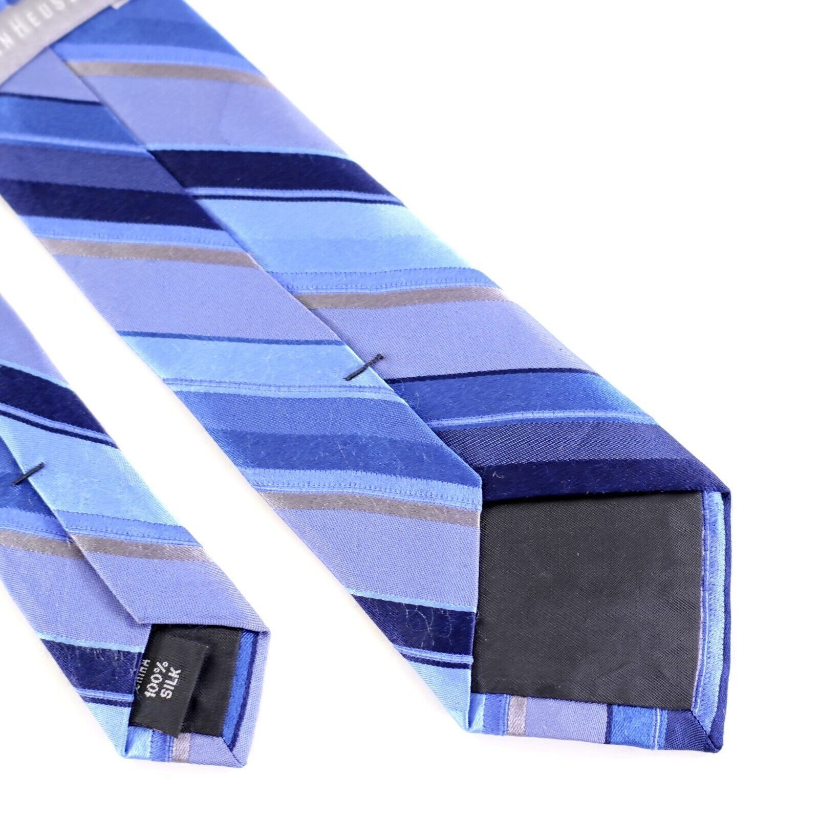 Van Heusen Van Heusen Blue Striped Woven Skinny Silk Tie Size ONE SIZE - 6 Thumbnail