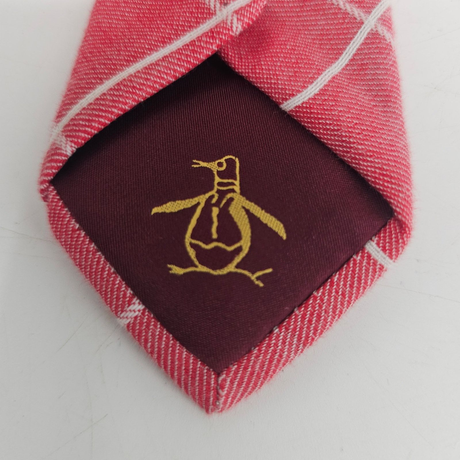 Original Penguin Skinny Colby Neck Tie Cotton Designer Plaid Argyle Red White Size ONE SIZE - 2 Thumbnail