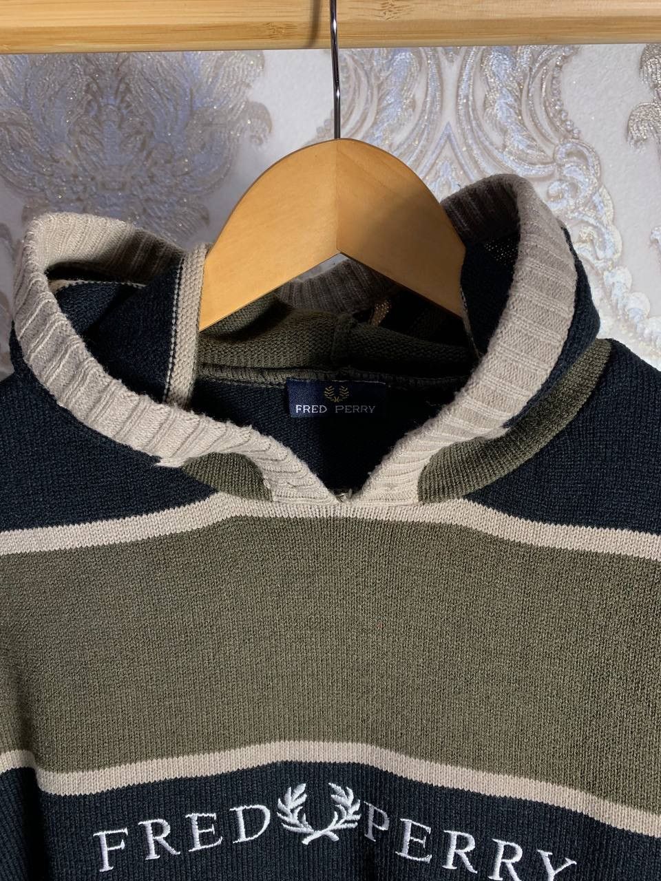 Fred Perry × Vintage VERY RARE FRED PERRY KNIT HOODIE BIG LOGO JAPAN STYLE Y2K Size US L / EU 52-54 / 3 - 3 Thumbnail