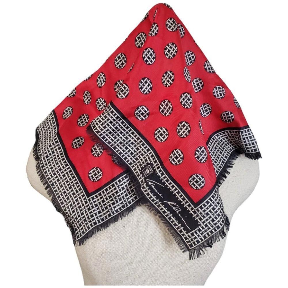 Designer CT861 Anne Klein Vintage Silk Red, White & Black Scarf Size ONE SIZE - 3 Thumbnail
