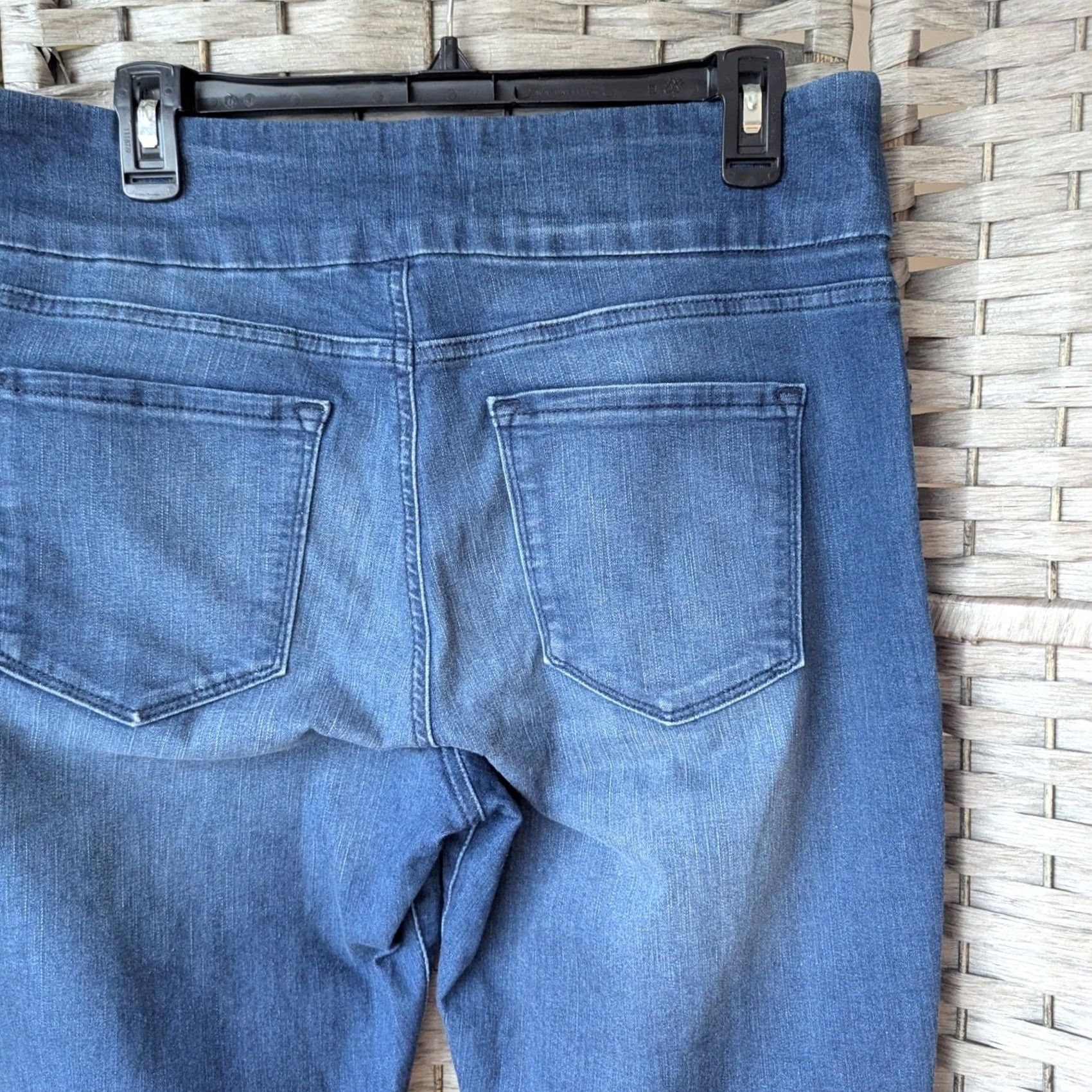 Gloria Vanderbilt VINTAGE Gloria Vanderbilt Amanda Pull On Jeans Sz 14P Medium Wash High Rise Stretch Pink Swan Logo 5-Pocket Size 36" / US 14 / IT 50 - 4 Thumbnail
