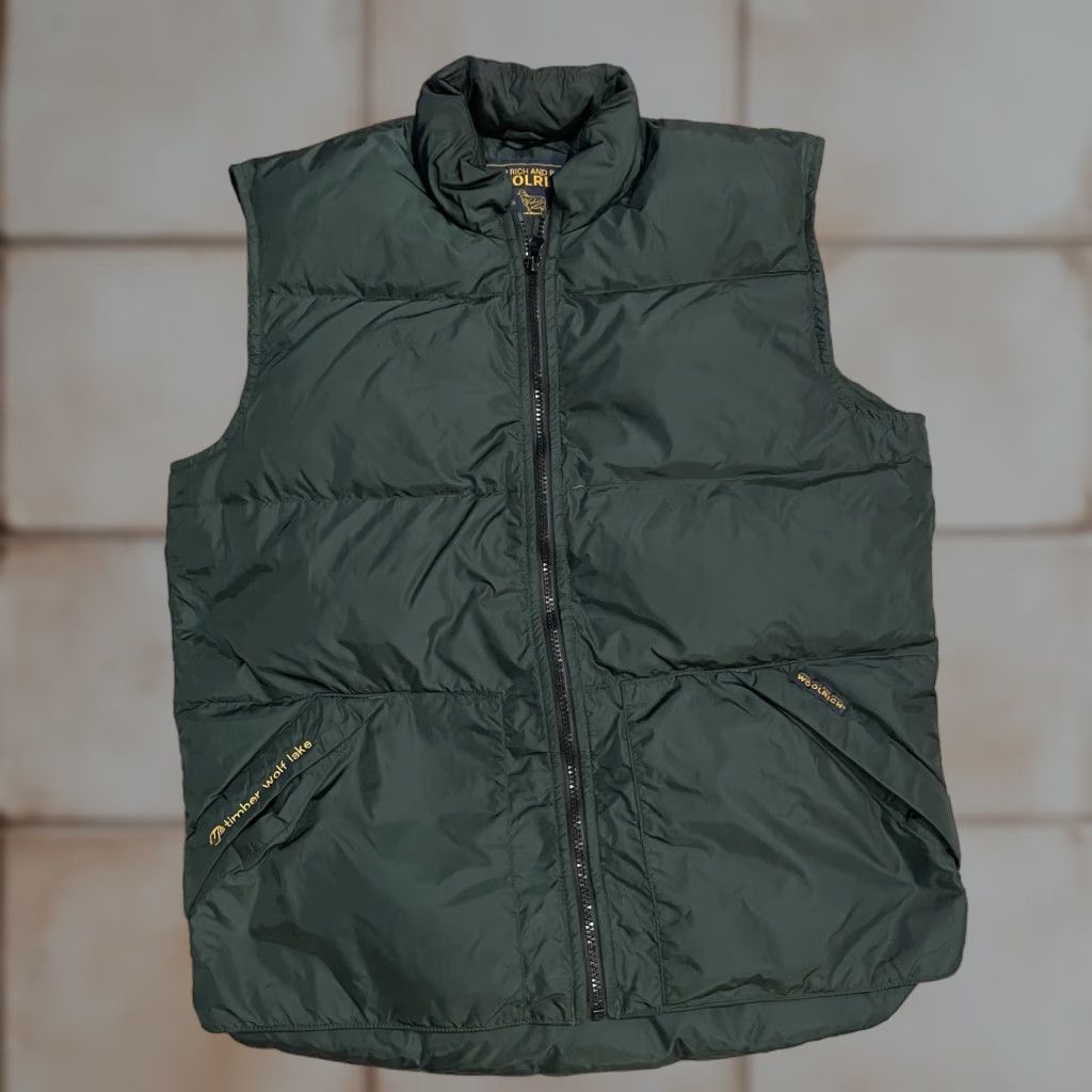 Vintage Woolrich Down Vest Mens S Puffer Jacket Nylon Green Timber Wolf Lake Outdoor Size US S / EU 44-46 / 1 - 1 Thumbnail