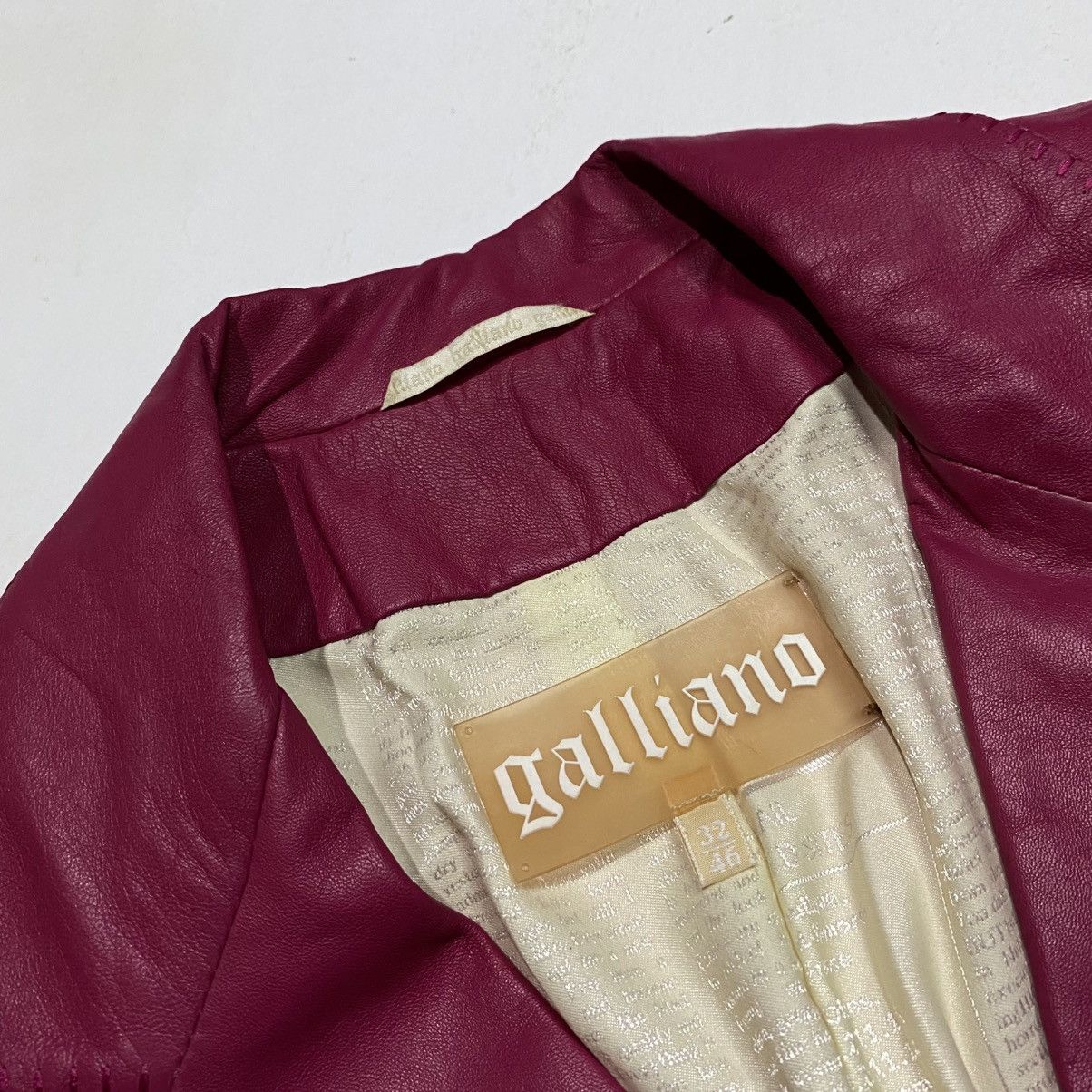 John Galliano ARCHIVE JOHN GALLIANO PINK LEATHER BLAZER Size L / US 10 / IT 46 - 3 Thumbnail