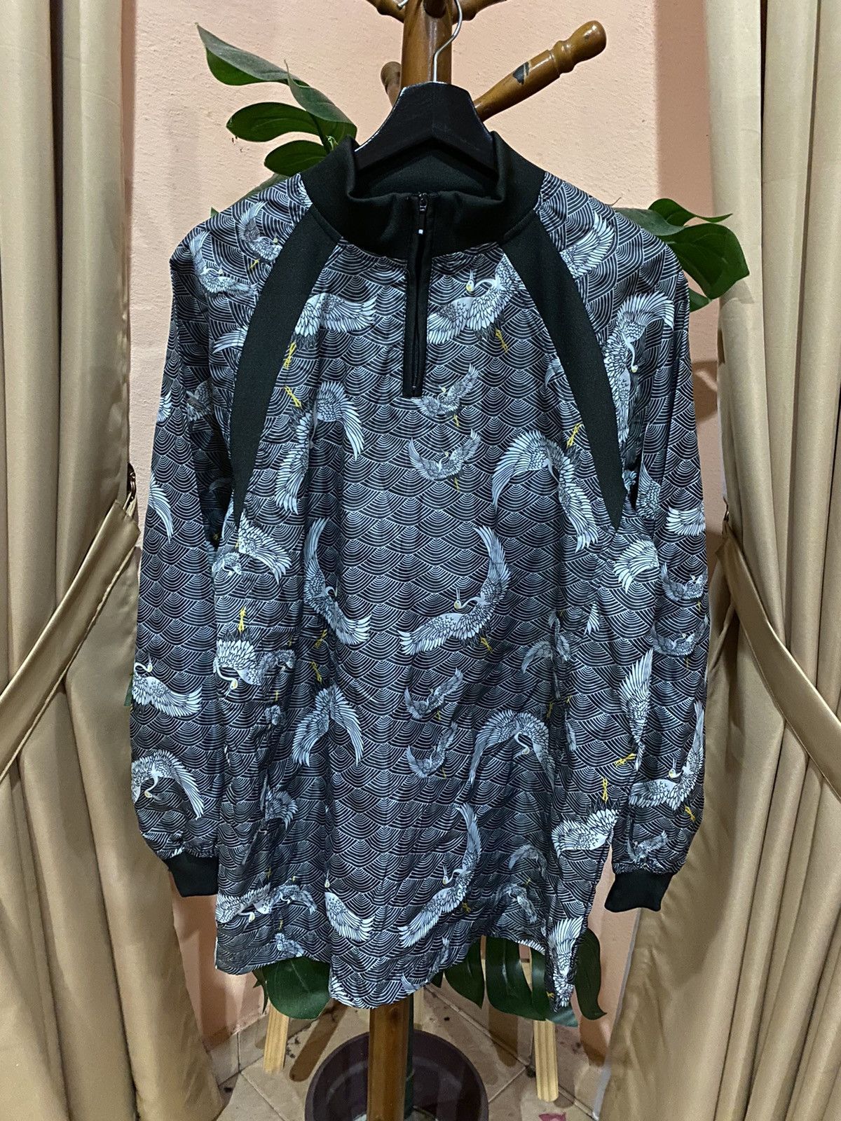 Japanese Brand Japanese Crane Print Half-Zip Jacket - Lightweight Pullover Size US L / EU 52-54 / 3 - 1 Thumbnail