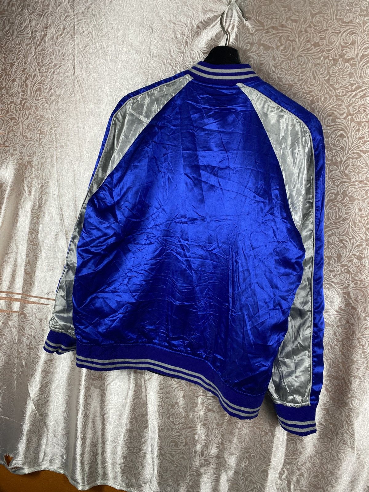 Japanese Brand GGD Edition Blue Silver Satin Sukajan Bomber Jacket Japan Size US M / EU 48-50 / 2 - 8 Thumbnail