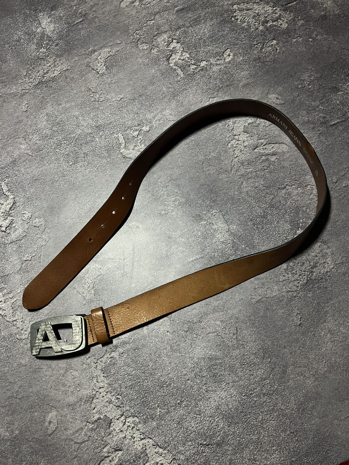 Armani Vintage 90s Armani Jeans Leather Belt Streetwear Size 34 - 2 Thumbnail