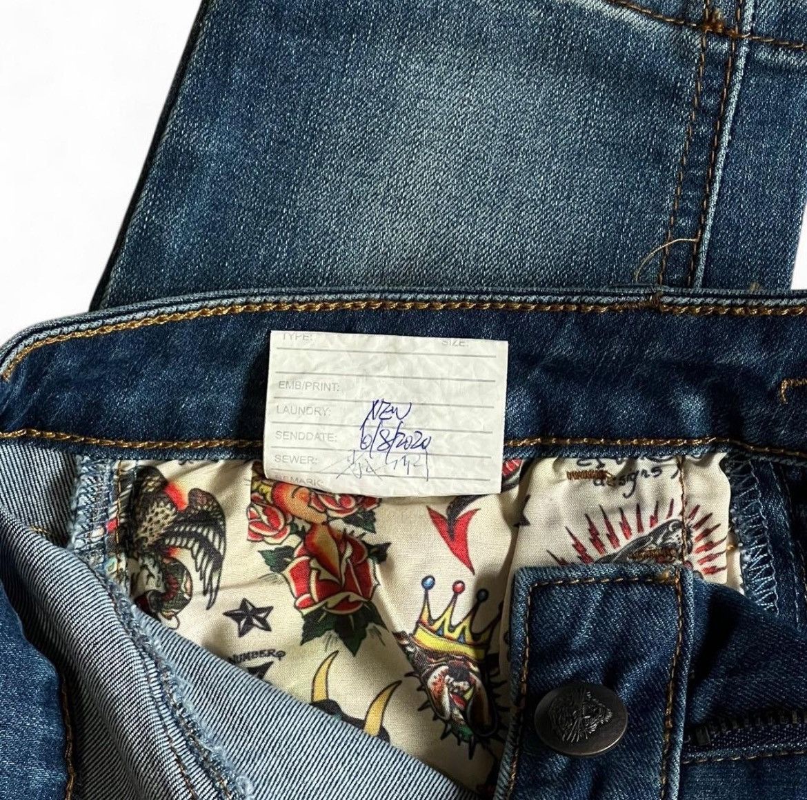 Designer × Ed Hardy × Vintage Ed Hardy Blue Jeans Sample 2020 Size US 29 - 5 Thumbnail