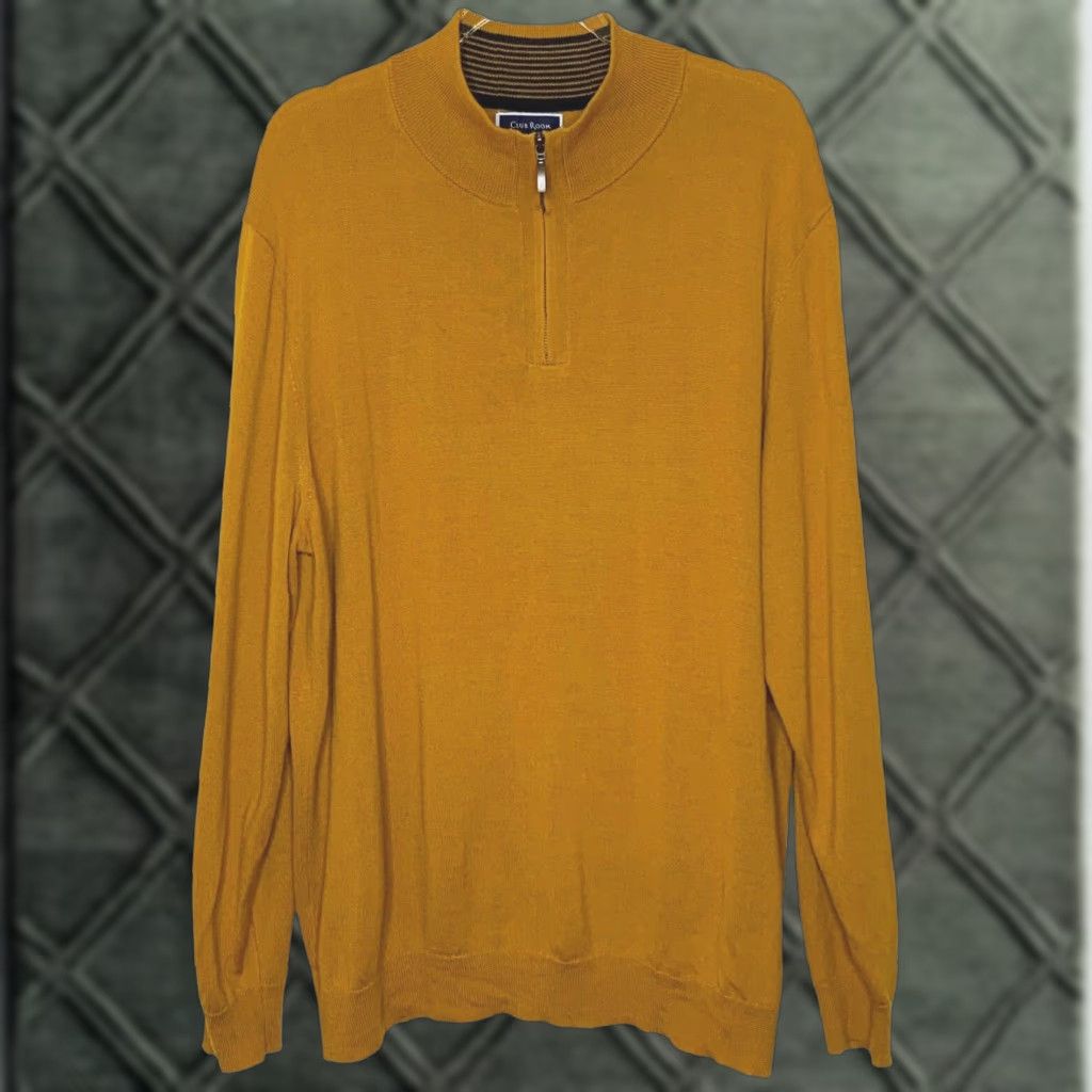Club Room VINTAGE Club Room Sweater Pullover Mens 2XL Merino Wool Half Zip Long Sleeve Rust Mustard Pullover Mens Sweater 2XL Merino Wool Blend Knit Size US XXL / EU 58 / 5 - 1 Thumbnail