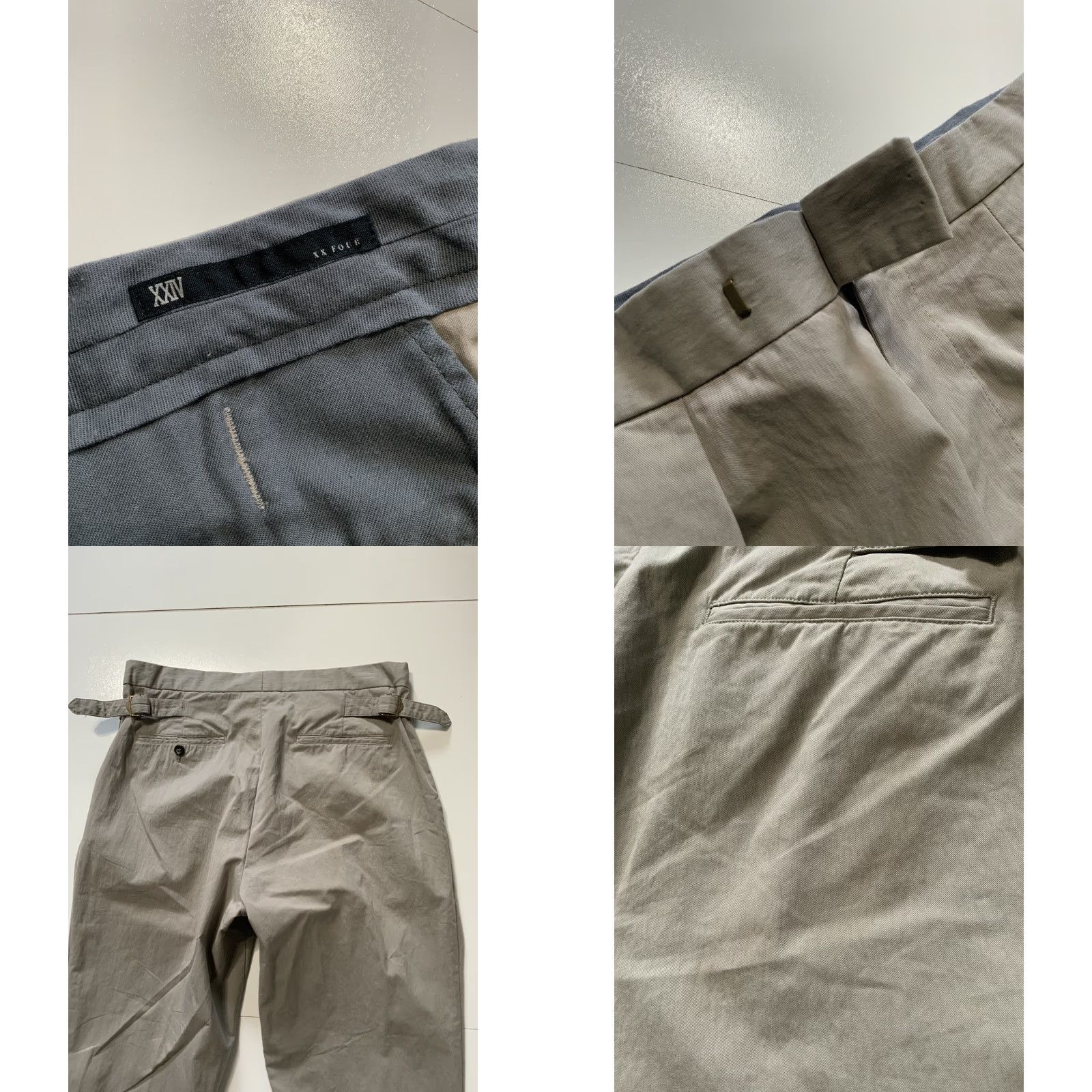 Vintage XX Four XXIV Japan Belted Strap Gray Pleated Japanese Chino Trouser Pants Sz. L Womens Pants Belted Strap Gray Pleated Chino Width 8 Inseam 28 Inseam Size US 33 - 8 Thumbnail