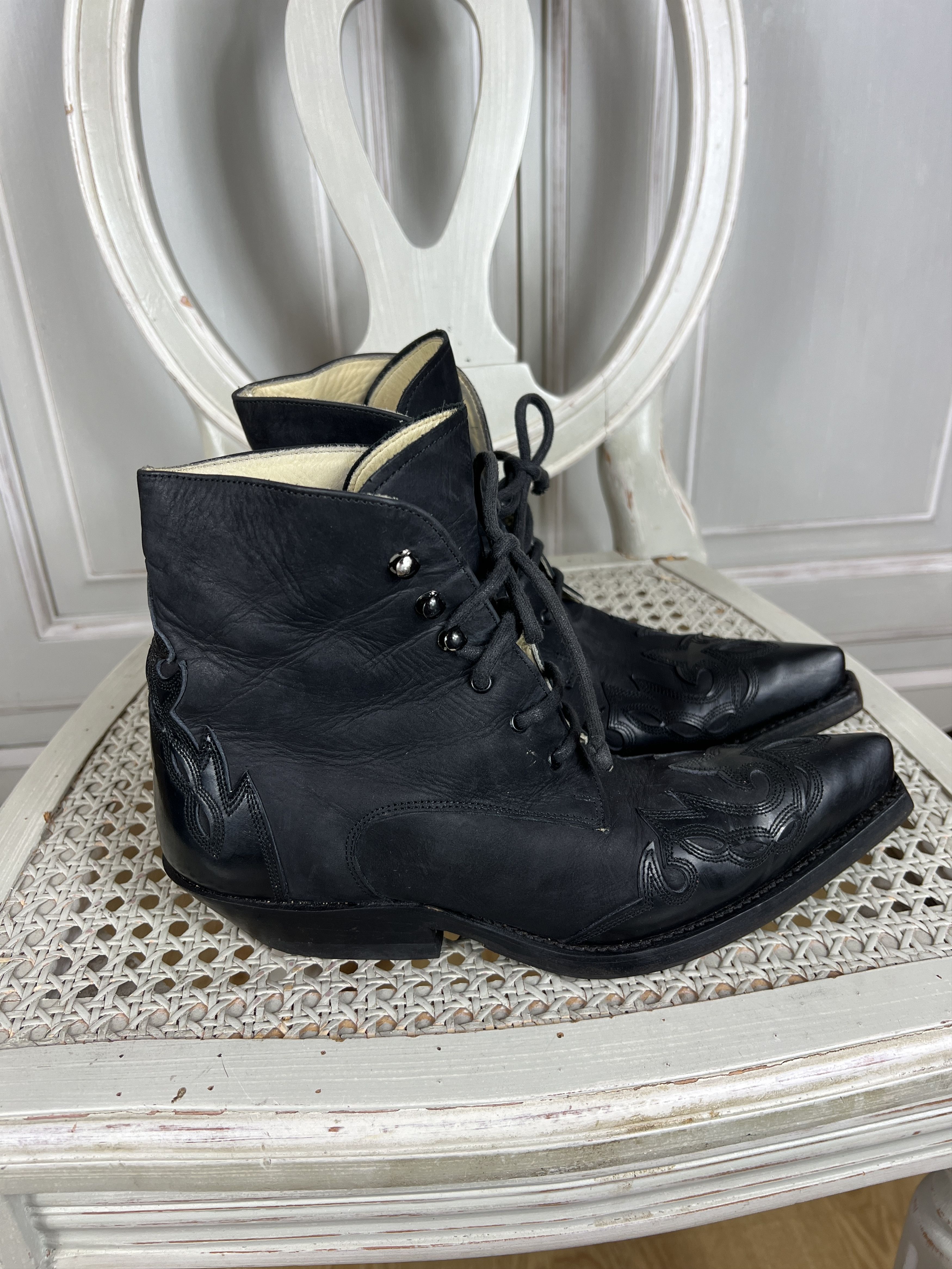 Hysteric Glamour × Sancho Boots SANCHO BOOTS BLACK KAZAKI WESTERN COWBOY LEATHER Size US 8 / IT 38 - 3 Thumbnail