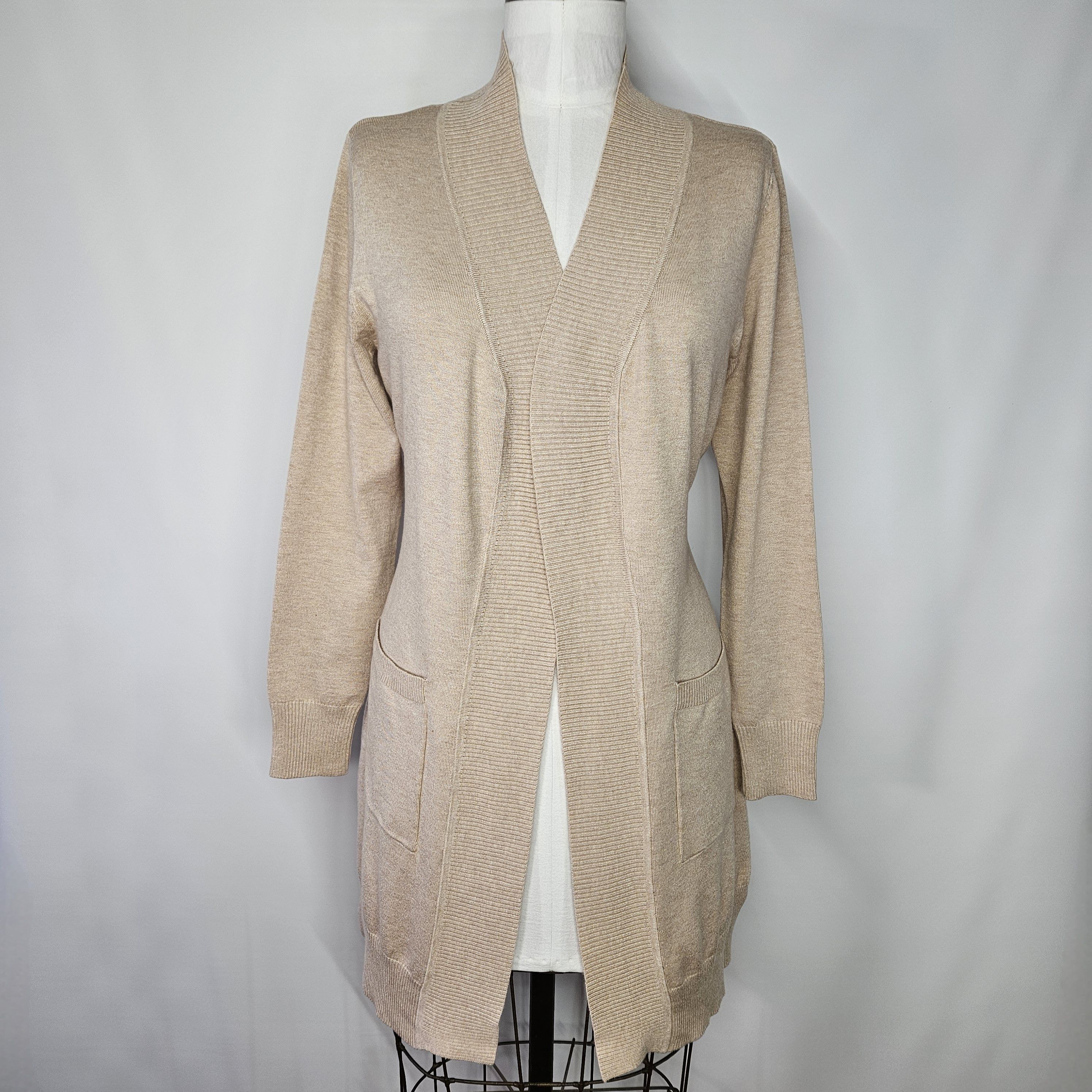 Other Cielo Size L/XL Duster 34" Cardigan Beige Khaki Open Front Size L / US 10 / IT 46 - 1 Thumbnail