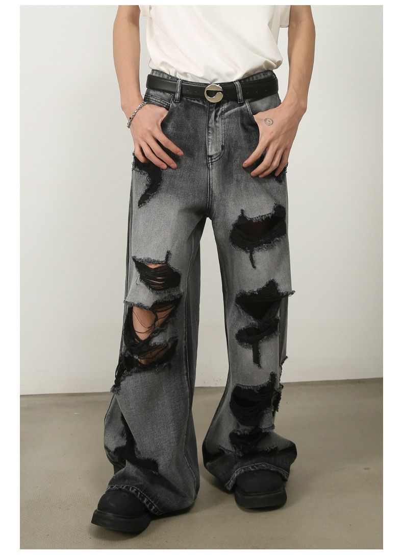 Vintage Men's straight loose high street ripped wide leg jeans Size US 32 / EU 48 - 2 Thumbnail