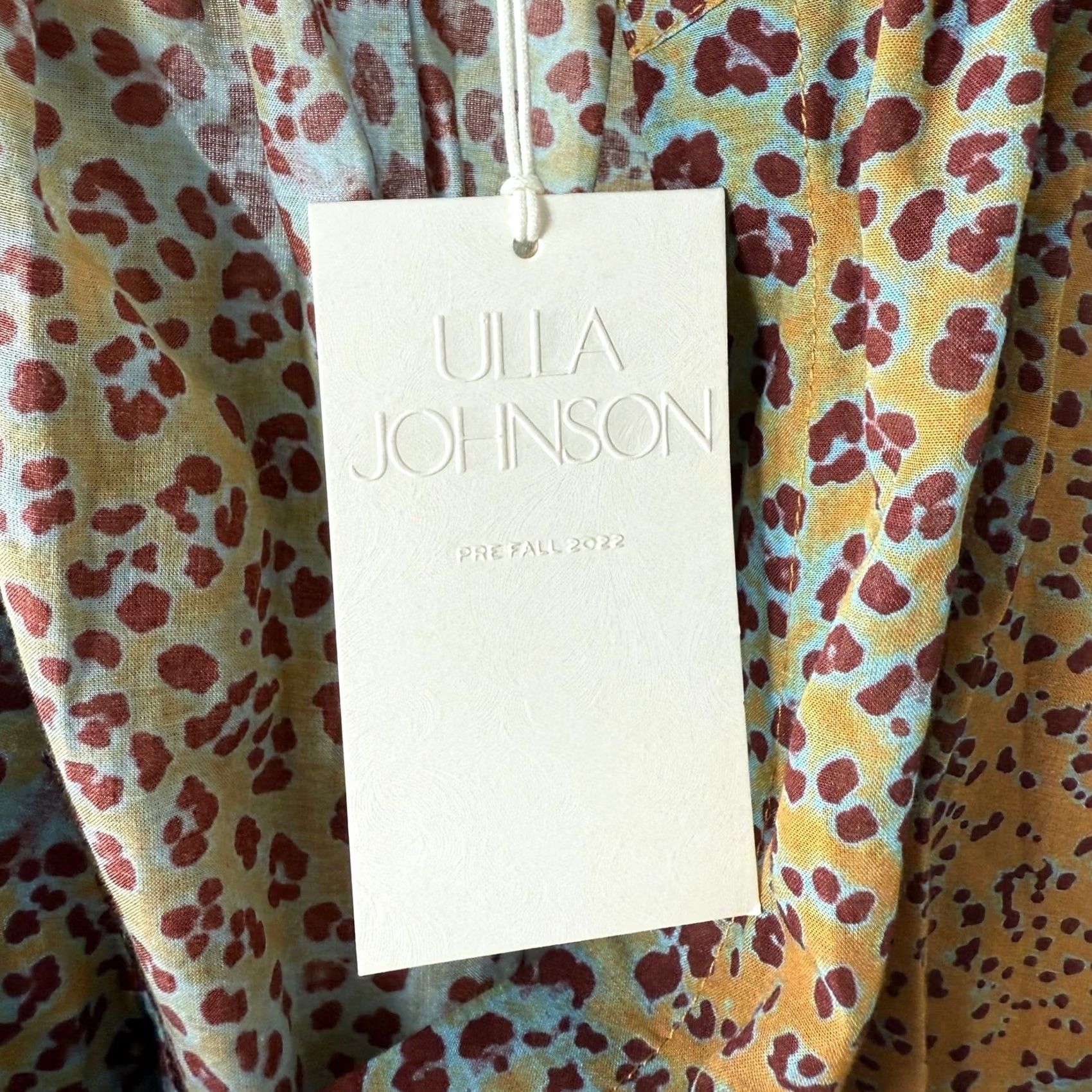 Ulla Johnson Ulla Johnson Dress Mini L/S Balloon Sleeve Blue Animal Print V-Neck M Womens Size M / US 6-8 / IT 42-44 - 7 Thumbnail