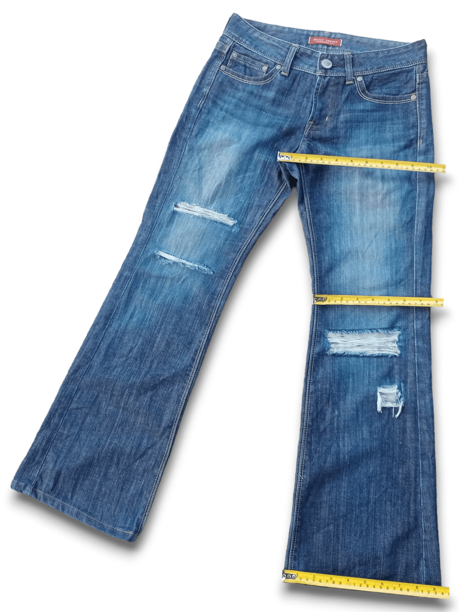 Japanese Brand Vintage Japanese Brand Blue Wash Distressed Flare Jeans Size US 28 / EU 44 - 10 Thumbnail