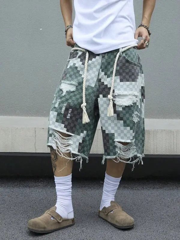 Japanese Brand Hazuki x Yoko Ripped Designer Y2k Shorts Jorts Denim Size US 32 / EU 48 - 5 Thumbnail