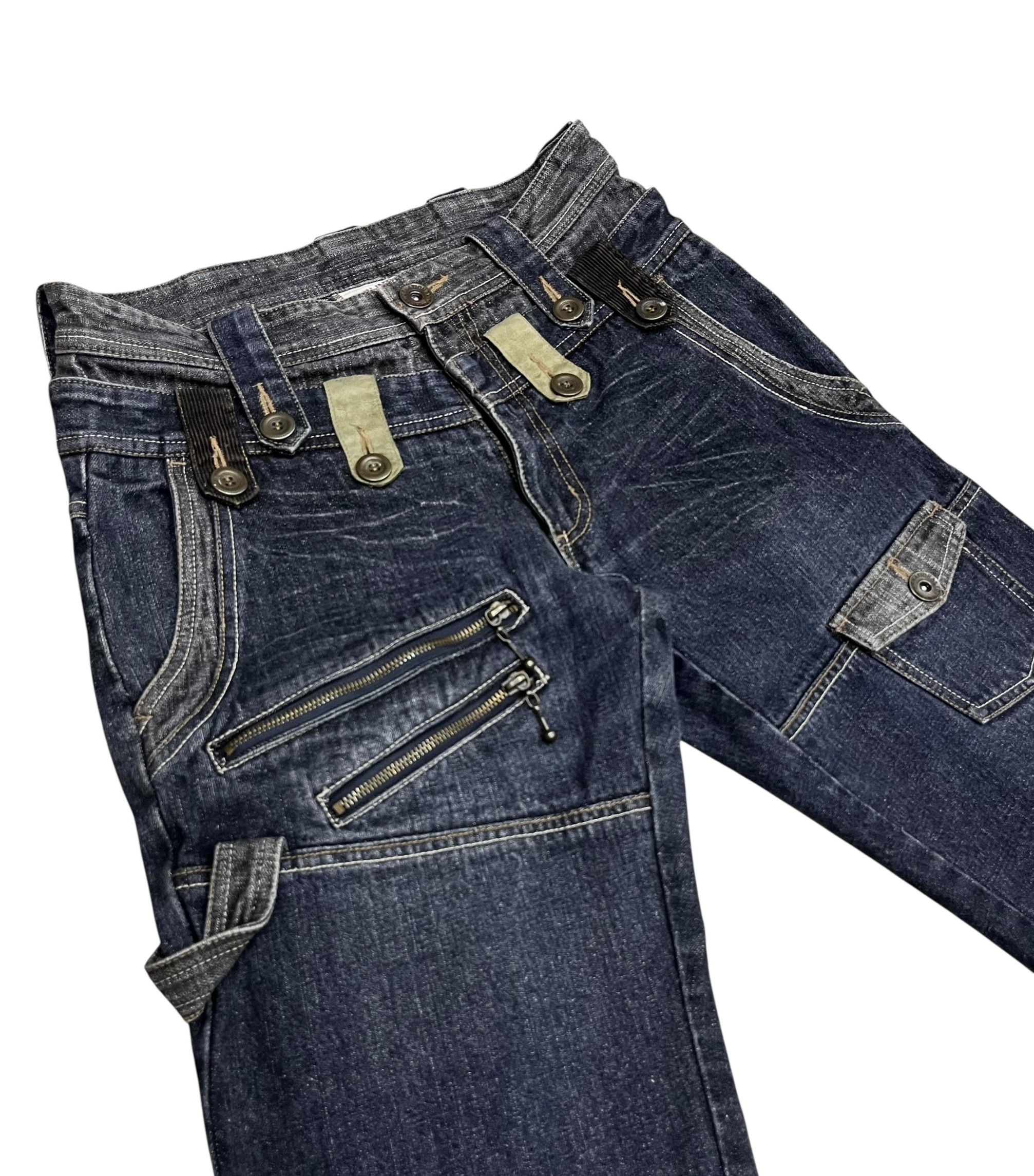 Indigo Vtg GUMU Double Waist MultiZip Utility Cargo Denim Y2K Japan Size US 28 / EU 44 - 1 Thumbnail