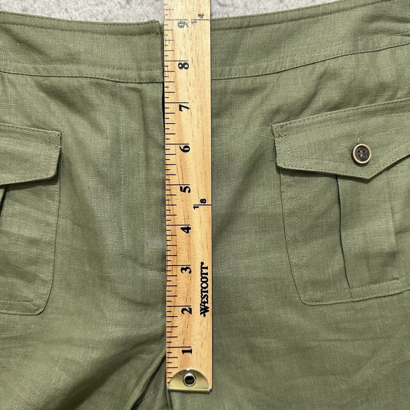 Other Style & Co 6 Pure Linen Green Straight Leg Capri Pants Size 28" / US 6 / IT 42 - 12 Thumbnail