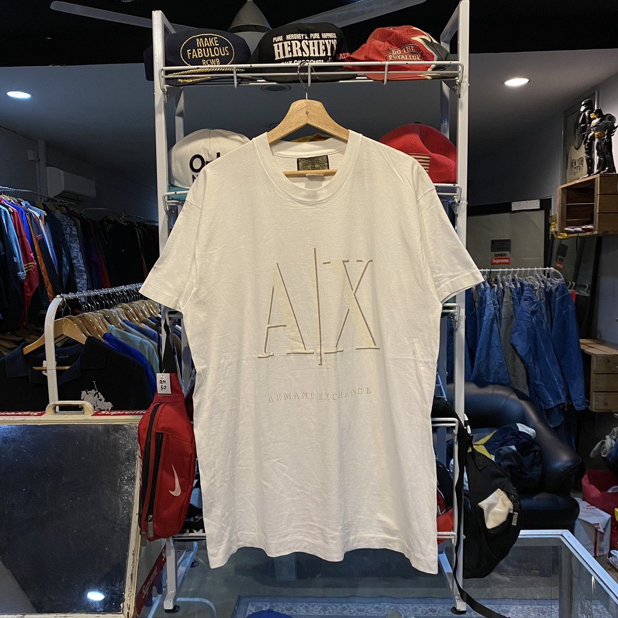 image of Armani x Armani Exchange Jeans Vintage April 1994 Tshirt XL in White, Men's