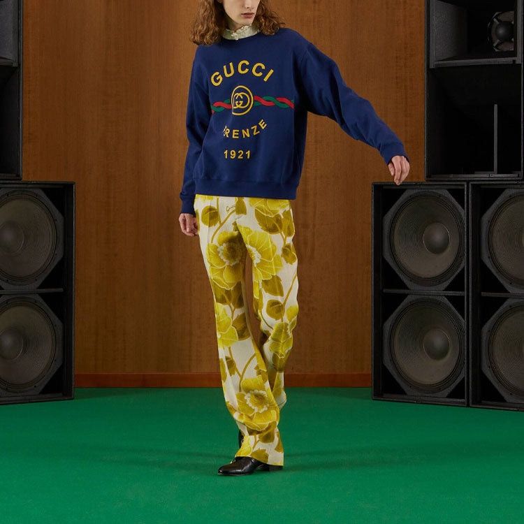 Gucci o1loc1c0925 Cotton 'Gucci Firenze 1921' Sweatshirt in Blue Size US XXL / EU 58 / 5 - 2 Thumbnail