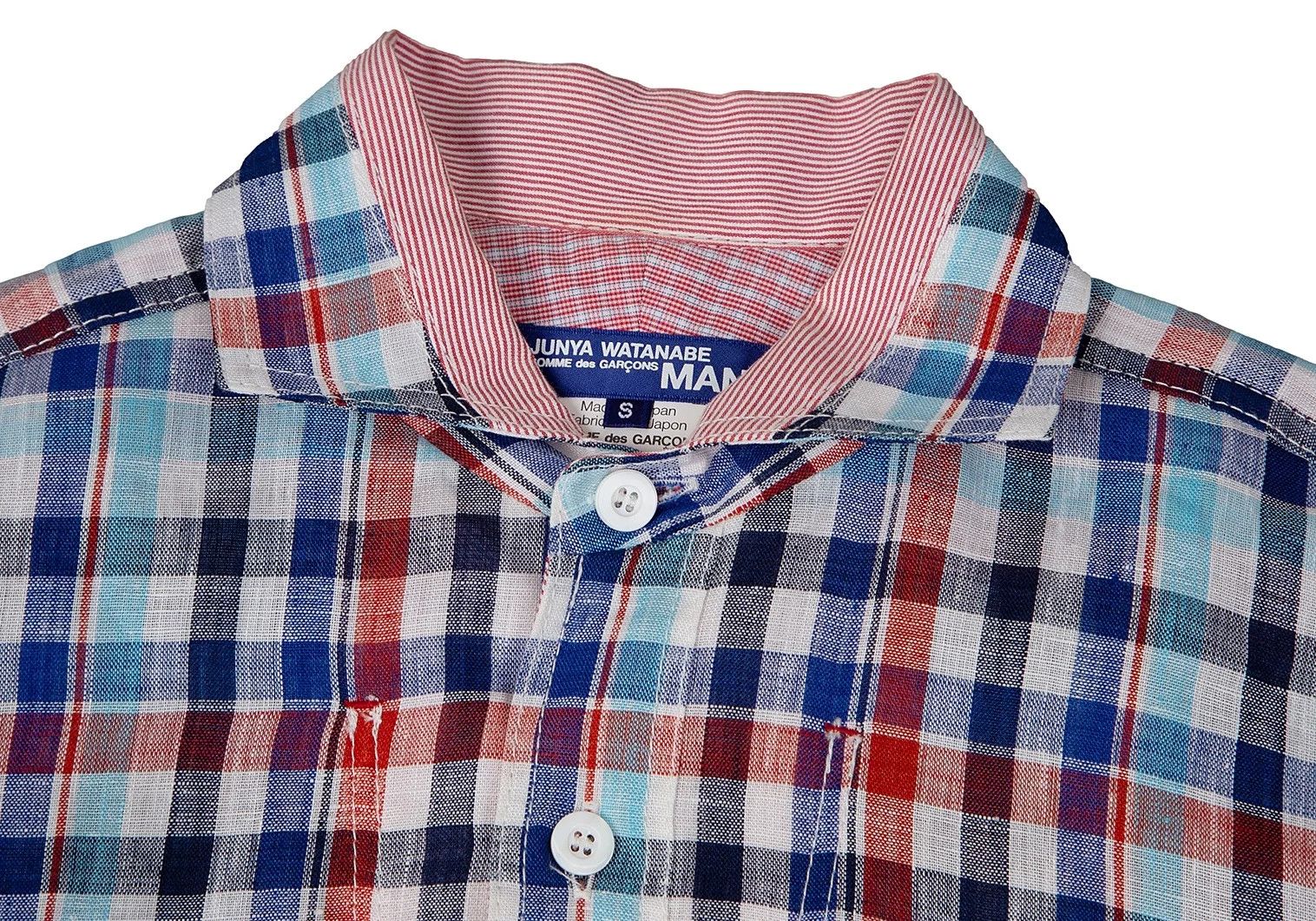 Junya Watanabe Linen Check Horizontal Collar Shirt in Blue and Red Size US S / EU 44-46 / 1 - 2 Thumbnail