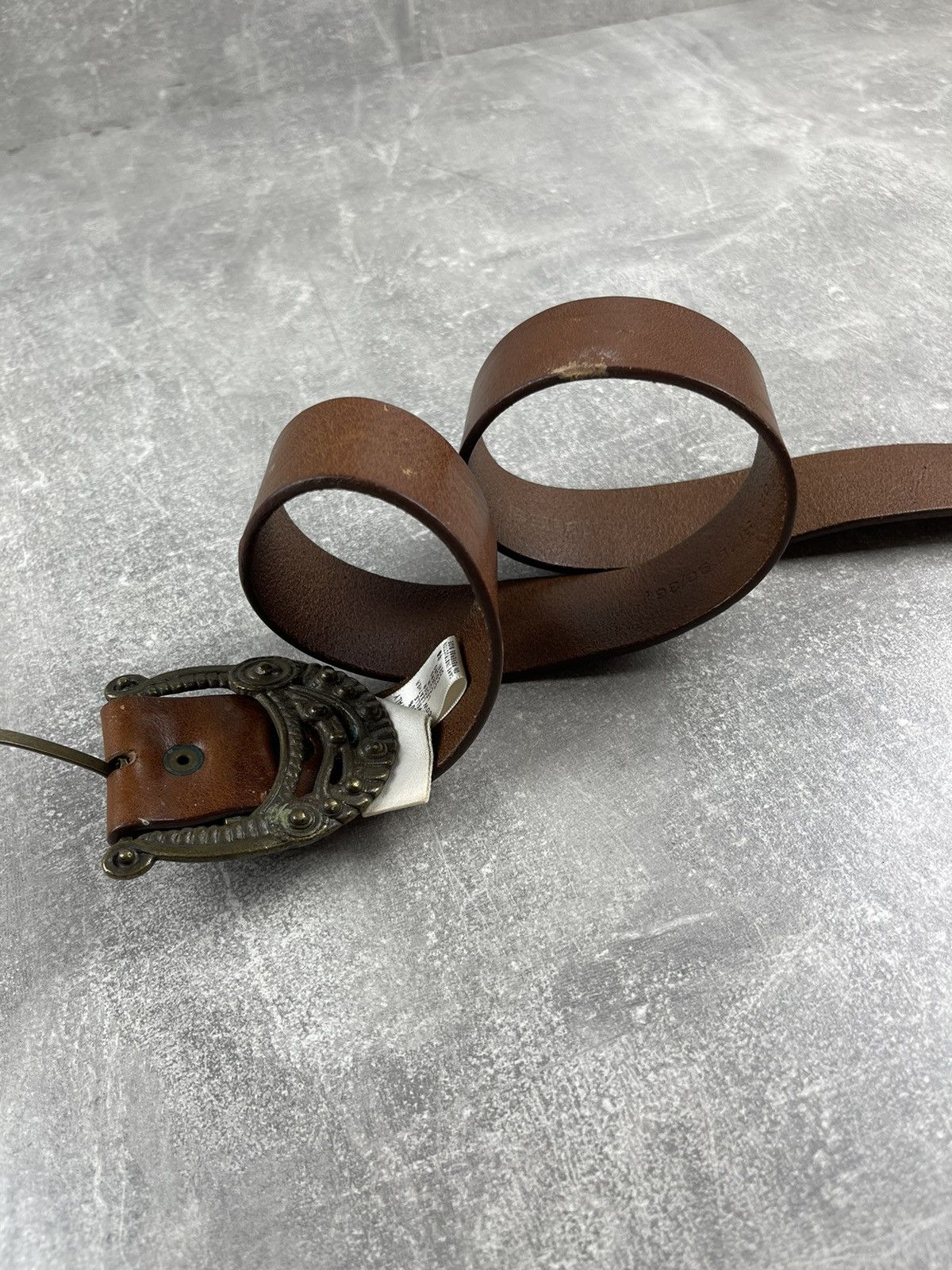 Diesel × Vintage Diesel Vintage Avant Garde Buckle Pattern Western Brown Belt Size ONE SIZE - 2 Thumbnail