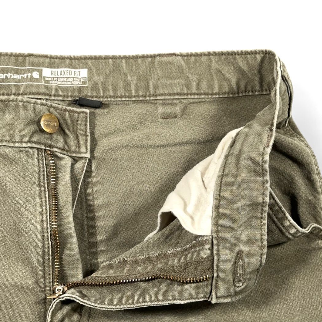 Carhartt Carhartt Pants Mens 34x31 Relaxed Carpenter Workwear Utility Flex Green Brown Canvas Straight 34x31 Mens Size US 34 / EU 50 - 5 Thumbnail