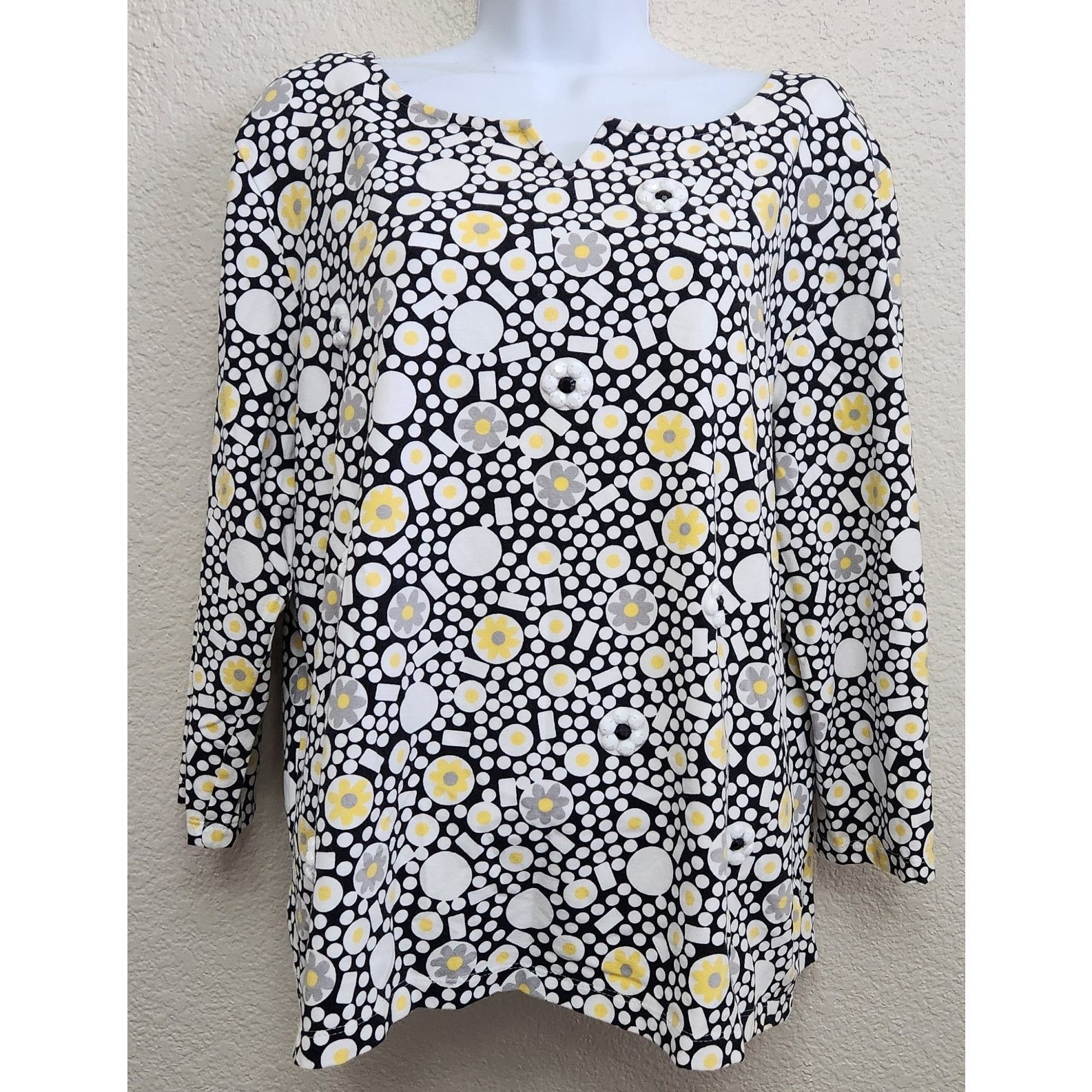 Other Ruby Rd. Black White Yellow Geo Print Top XL Lightweight Size XL / US 12-14 / IT 48-50 - 1 Thumbnail