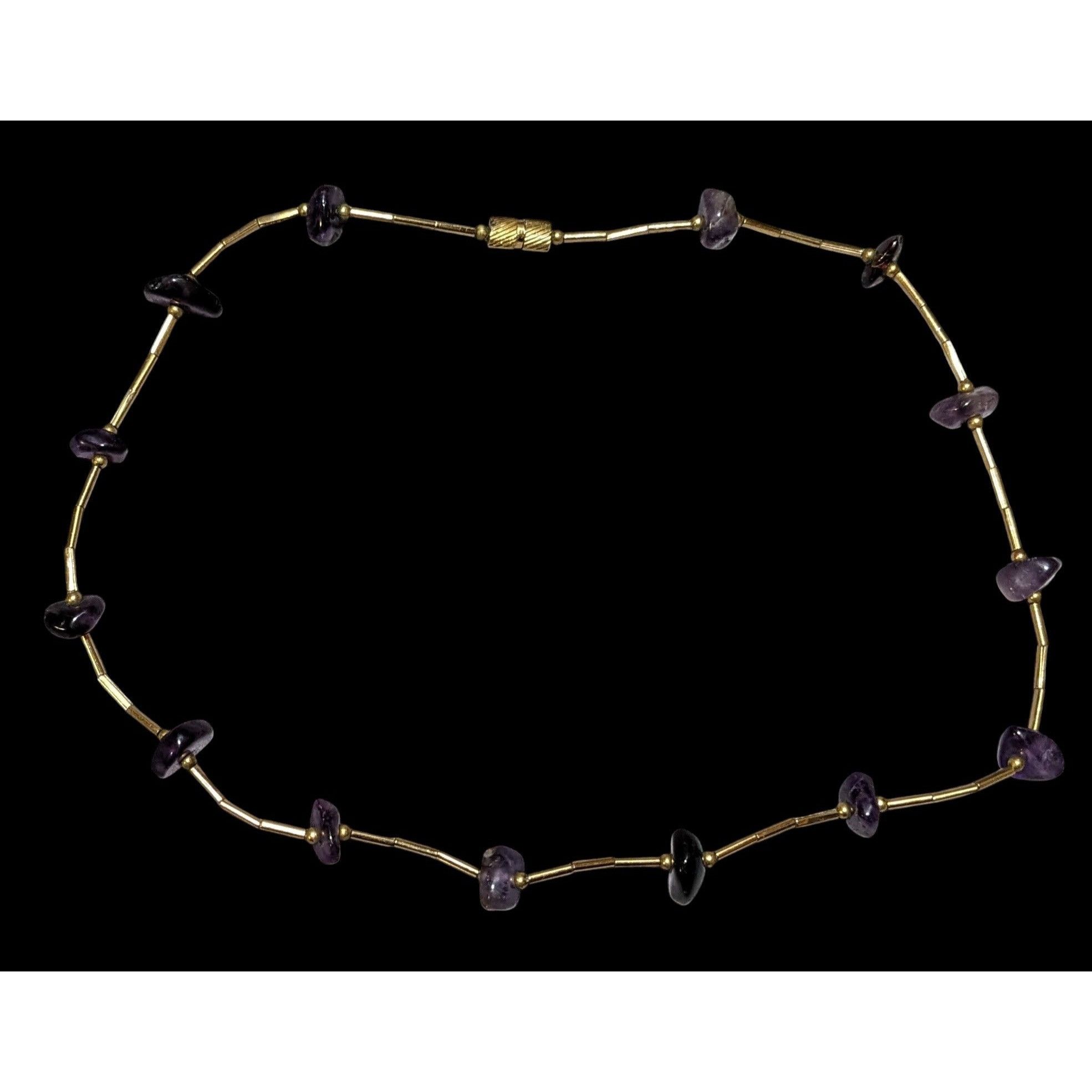 Other Elegant Amethyst Chip Gold Tube Beaded Necklace Size ONE SIZE - 1 Thumbnail