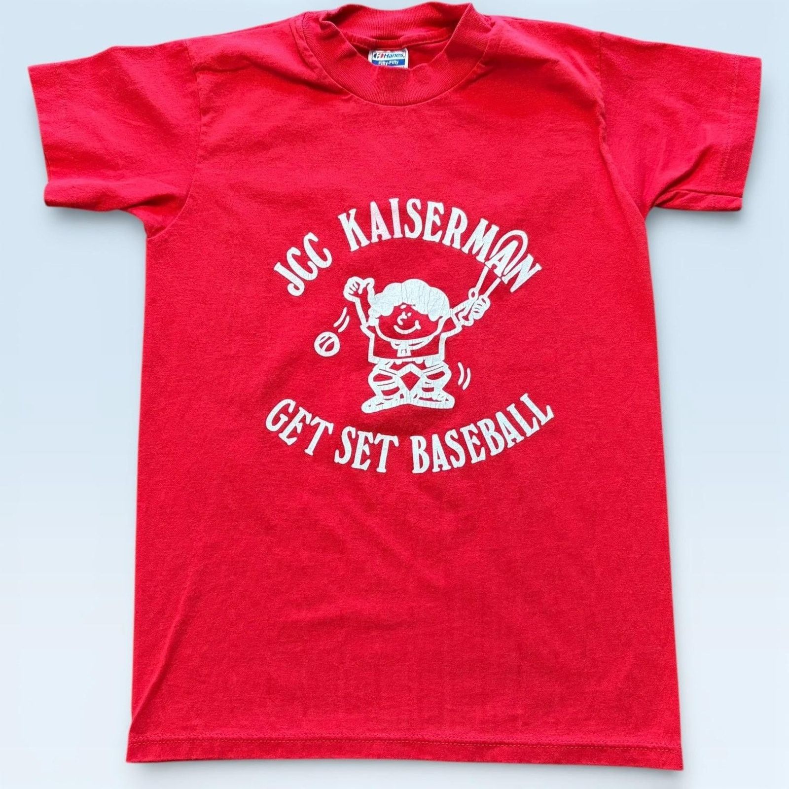 Hanes Vtg JCC Kaiserman Get Set Baseball Shirt Youth 10-12 Hanes Size US XXS / EU 40 - 1 Thumbnail