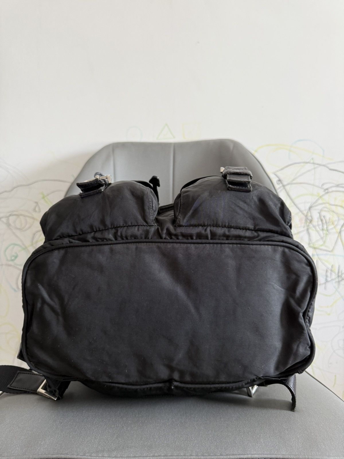 Prada Vintage Prada Black Leather Large Backpack Size ONE SIZE - 5 Thumbnail