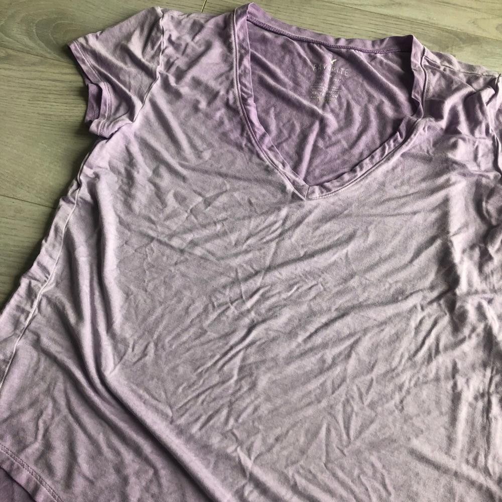 Designer American Eagle Light Purple V Neck Short Sleeve Shirt Size XS / US 0-2 / IT 36-38 - 3 Thumbnail
