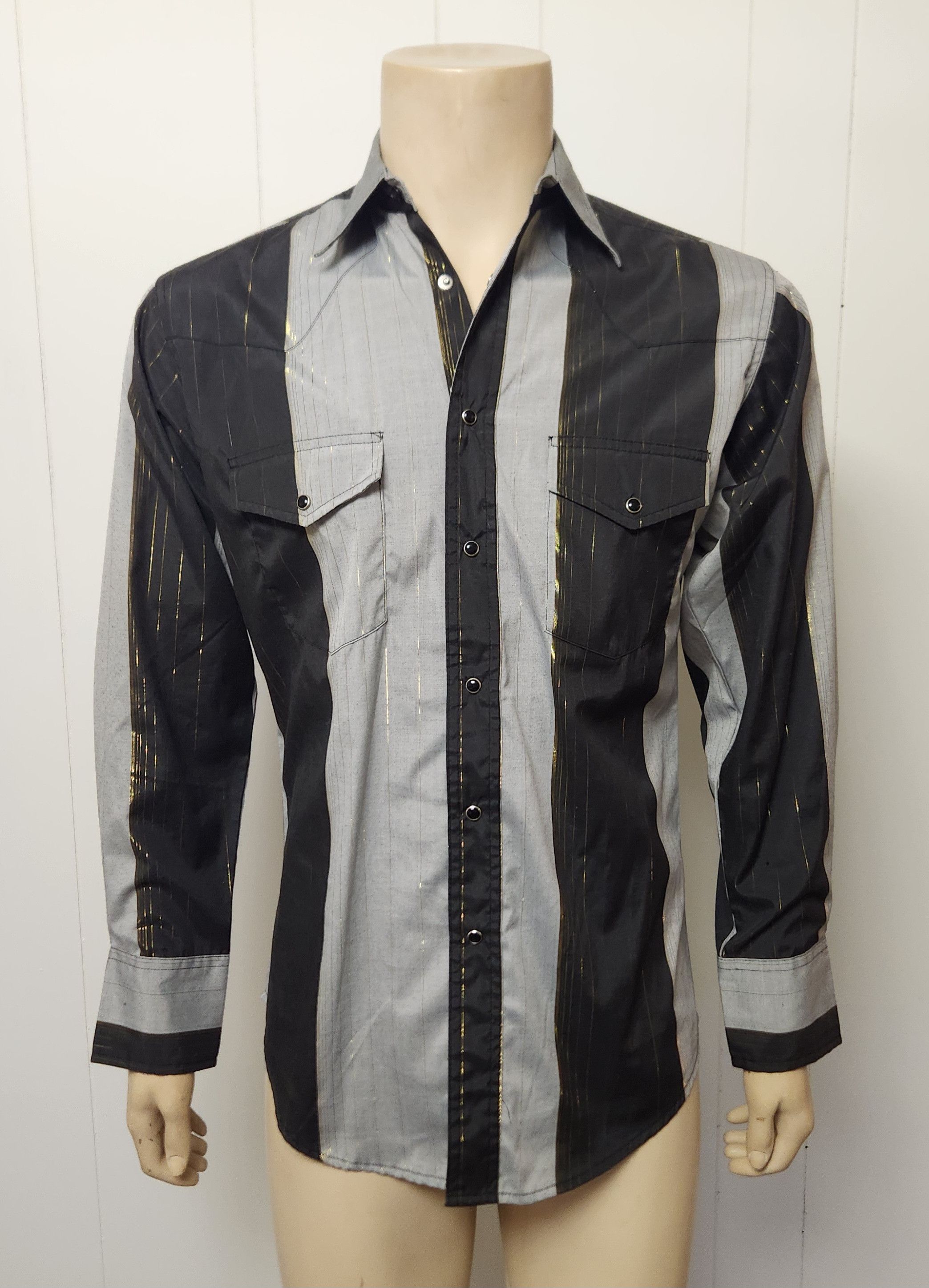 Wrangler men's Western shirt S Wrangler vintage 1980s stripe metallic Size US S / EU 44-46 / 1 - 1 Thumbnail