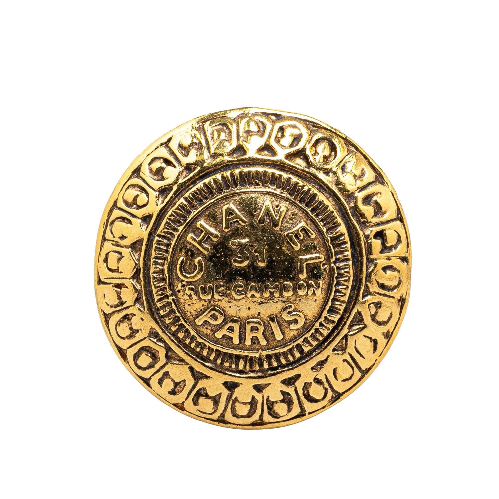 Chanel Gold Plated 31 Rue Cambon Brooch Gold