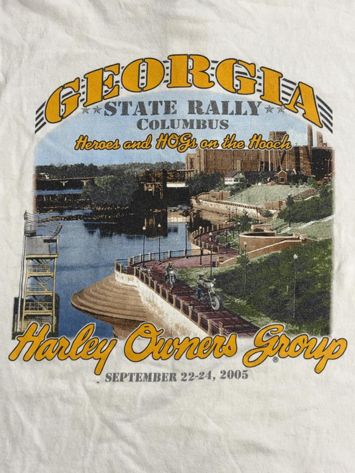 Anvil Vintage Georgia State Biker Rally 2005 Hogs on the Hooch XL Size US XL / EU 56 / 4 - 5 Thumbnail