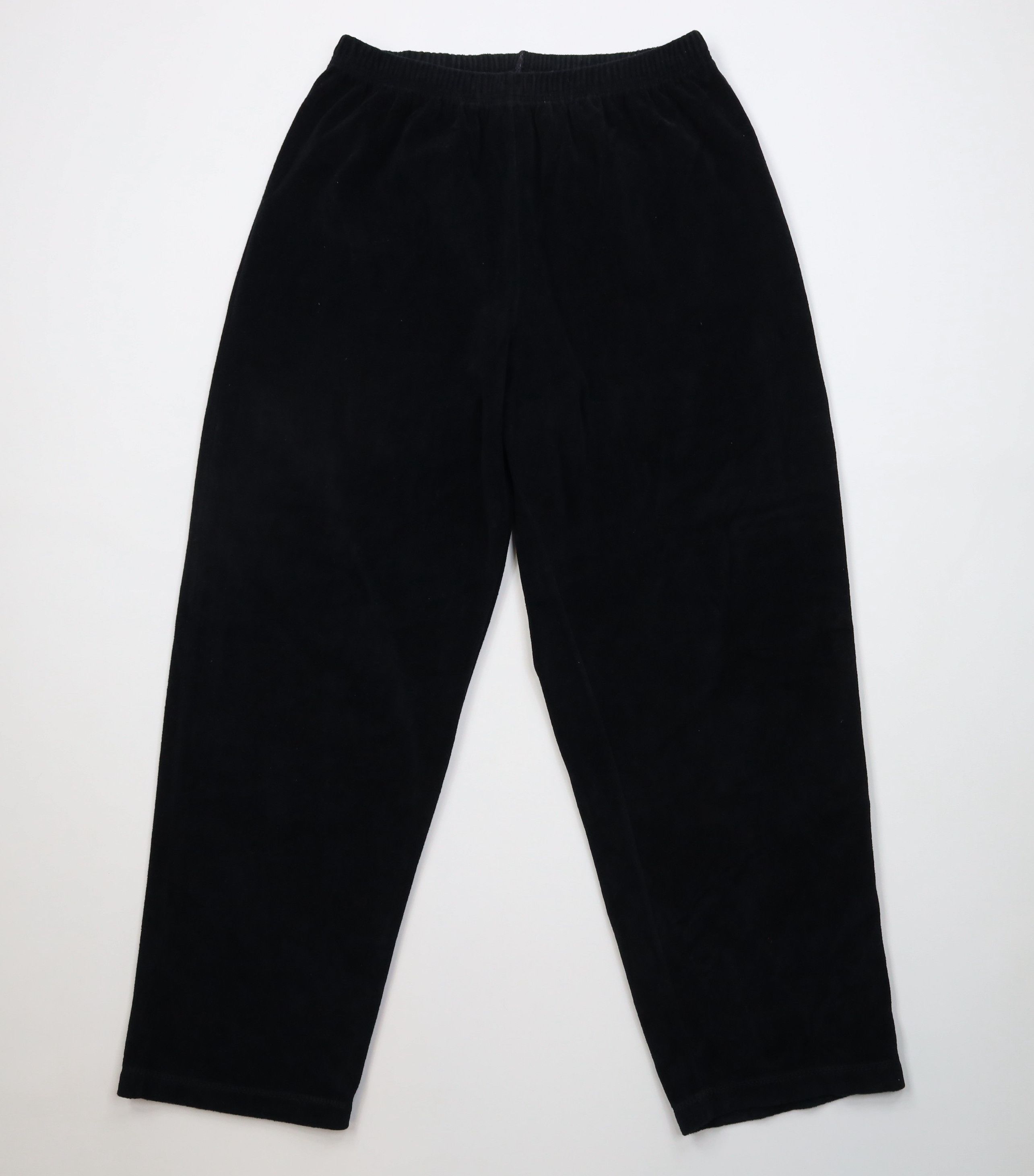 Vintage Vintage 90s Streetwear Velour Wide Leg Sweatpants Black USA Size 28" / US 6 / IT 42 - 1 Thumbnail