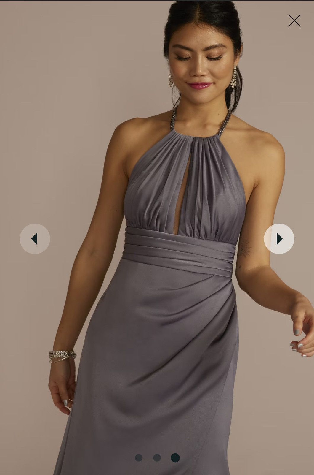 Designer Galina Signature bridesmaid Chain Halter Satin Sheath Dres Size M / US 6-8 / IT 42-44 - 3 Thumbnail