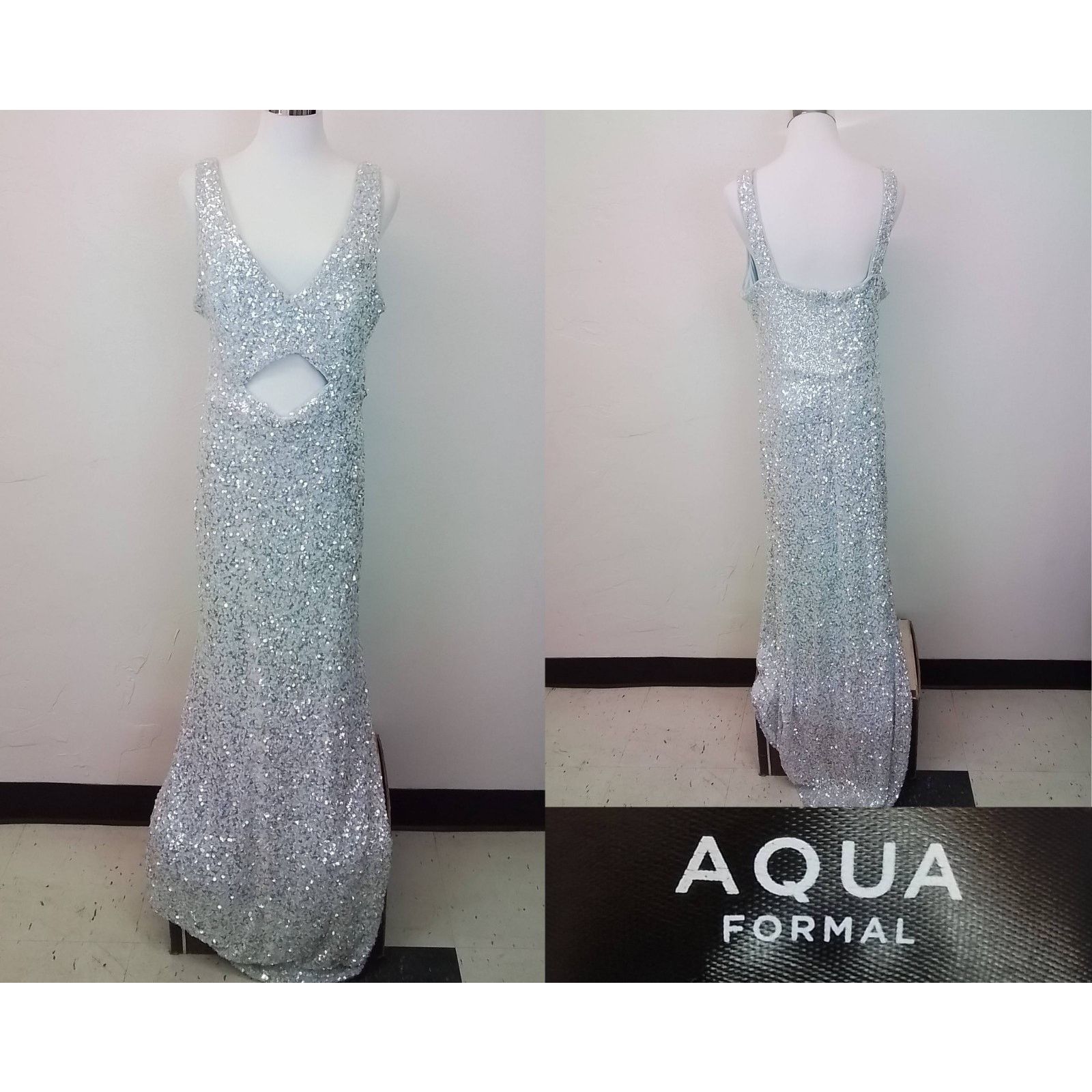 AQUA Aqua Formal Dress Women's 16 Blue Sequins NWT READ Size XXL / US 16-18 / IT 52-54 - 1 Thumbnail