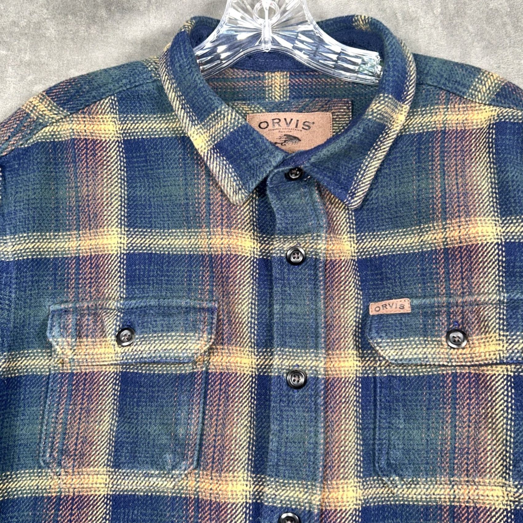 Orvis Orvis Mens XL Plaid Flannel Shirt Long Sleeve Button Up Cotton Shacket Size US XL / EU 56 / 4 - 2 Thumbnail