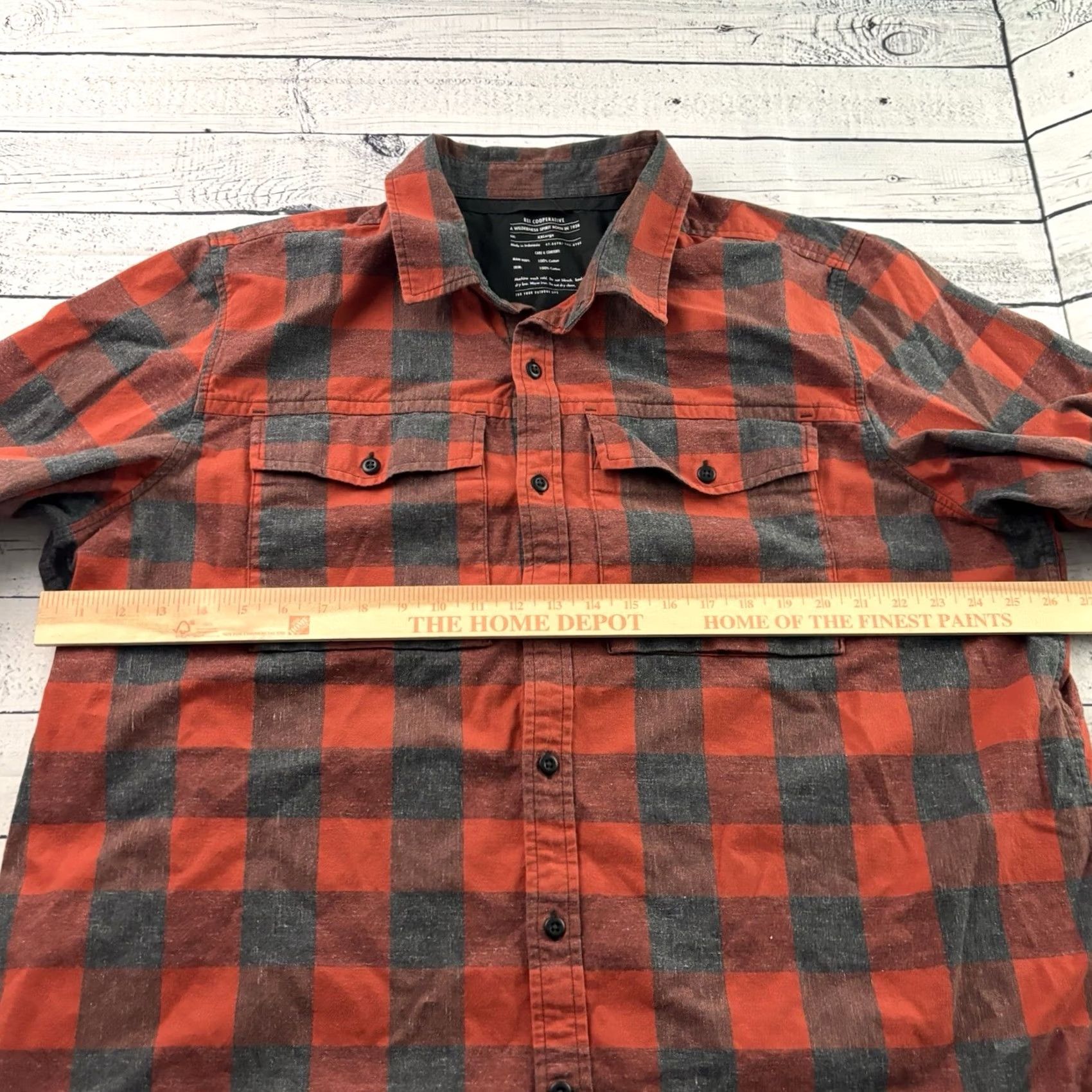 Vintage REI Plaid Long Sleeve Button-Up Heavy Flannel Shirt Men's 2XL Gray Orange Size US XXL / EU 58 / 5 - 4 Thumbnail