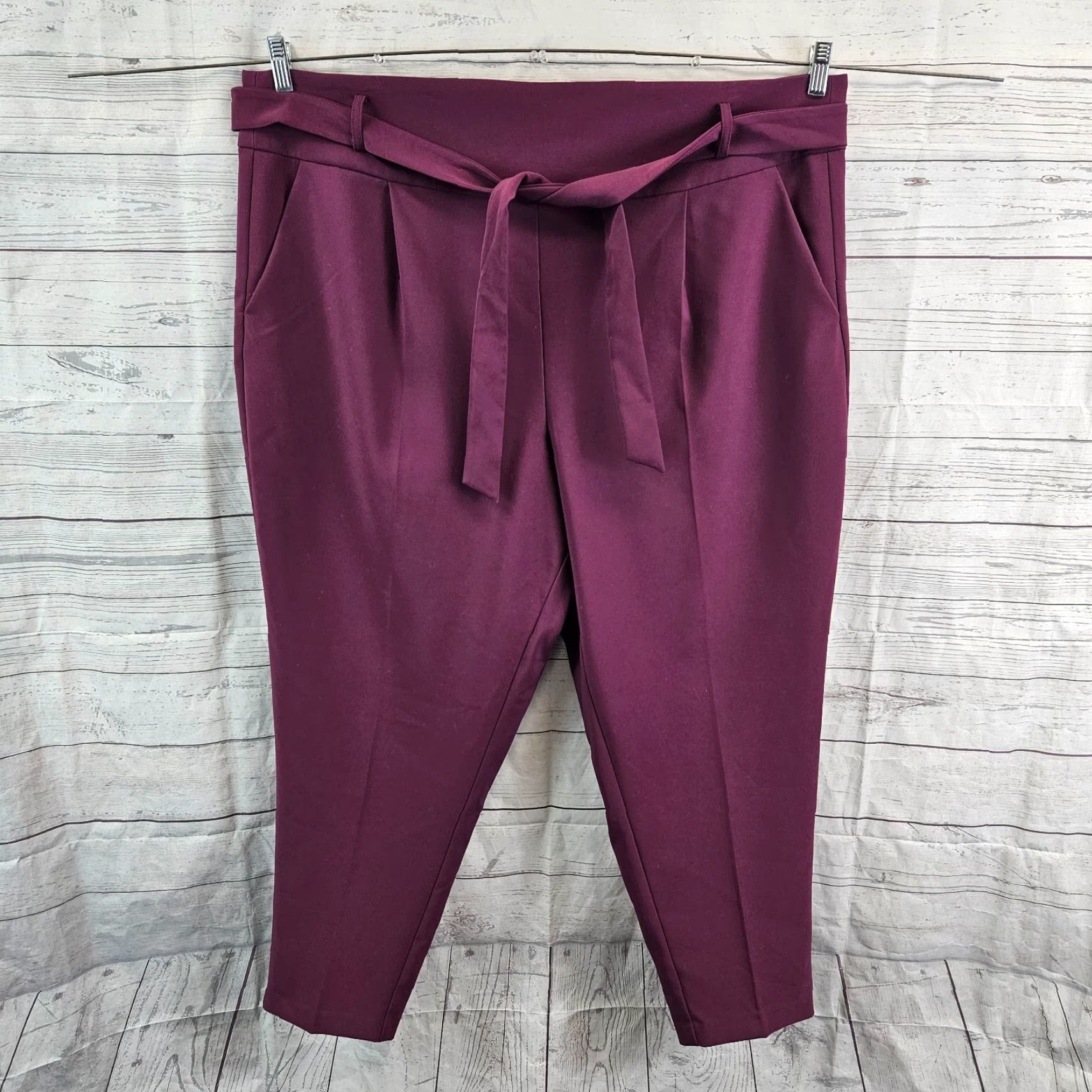 Torrid Torrid Womens Skinny Pants Sz 24 Tie Front High Waisted Purple Burgundy Size 42" / US 20 - 2 Thumbnail