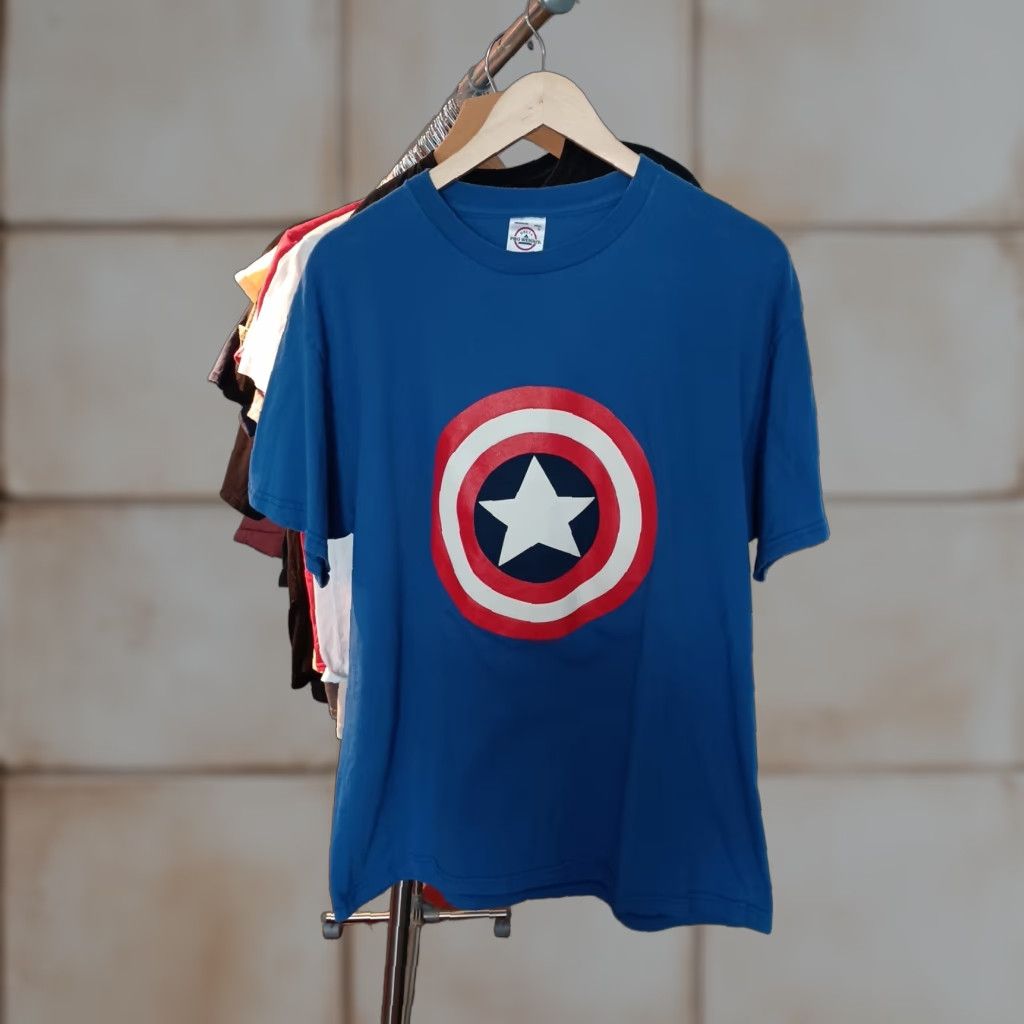 Delta VINTAGE Marvel Captain America Shield T-shirt Men L Blue Delta Regular Size T-Shirt Captain America Mens Size US L / EU 52-54 / 3 - 1 Thumbnail