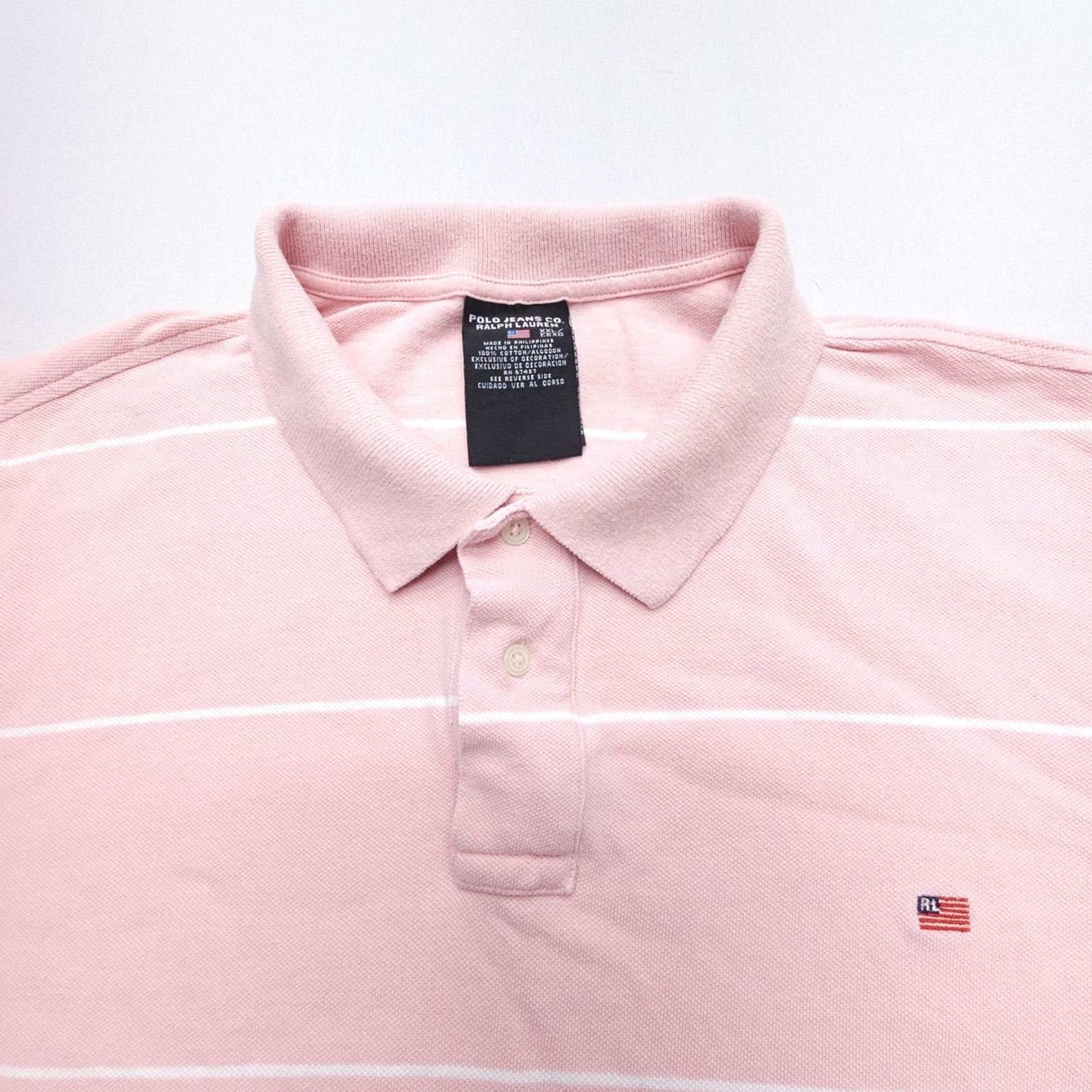 Polo Ralph Lauren Polo Ralph Lauren Polo Shirt Mens 2XL Pink Striped Knit Cotton Logo 90s Pattern Short Sleeve Size US XXL / EU 58 / 5 - 2 Thumbnail