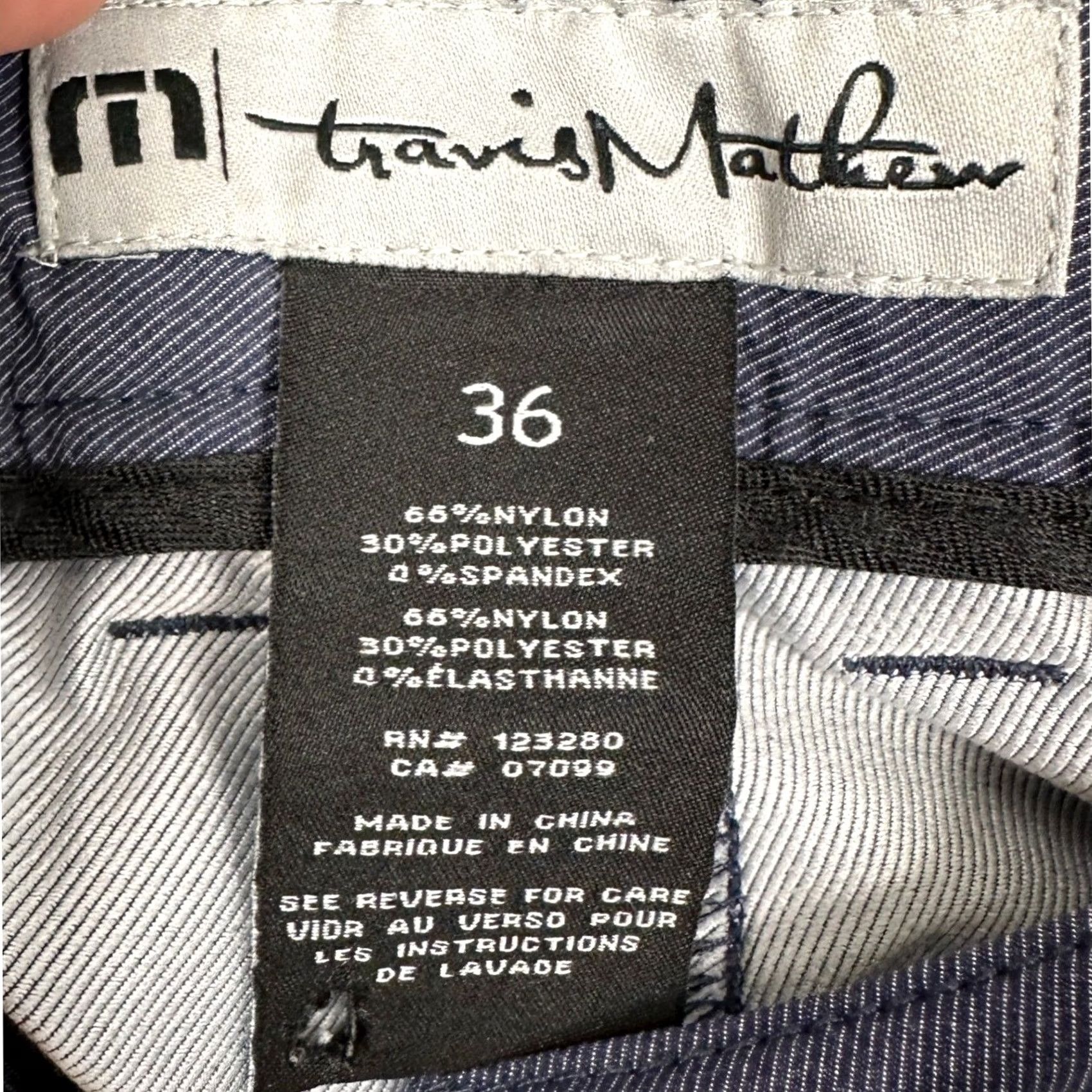 TravisMathew TravisMathew Pants Mens 36 Blue Grey Golf Chino Flat Front Stretch Performance Pocket Slash Size US 36 / EU 52 - 3 Thumbnail