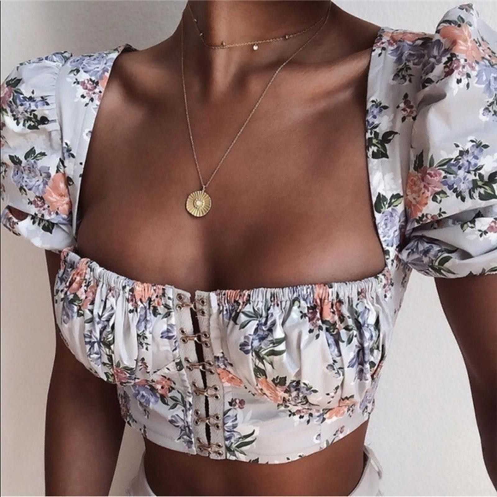 Designer Floral Corset Crop Top NWT​​​​​​​​ Size M / US 6-8 / IT 42-44 - 3 Thumbnail