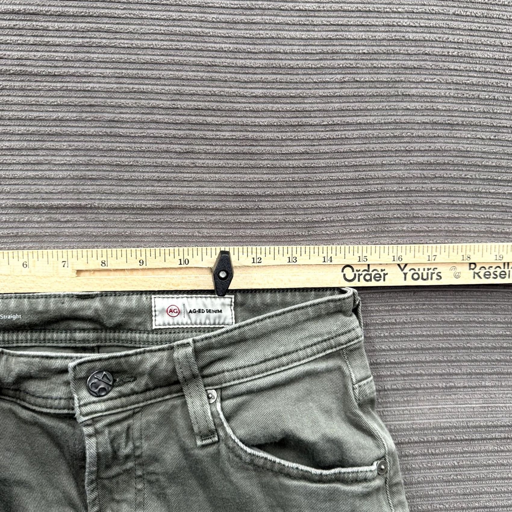 Denime AG Everett Jeans Mens 29x33 Green Slim Straight Stretch AG-ED Denim Pants Size US 29 - 6 Thumbnail