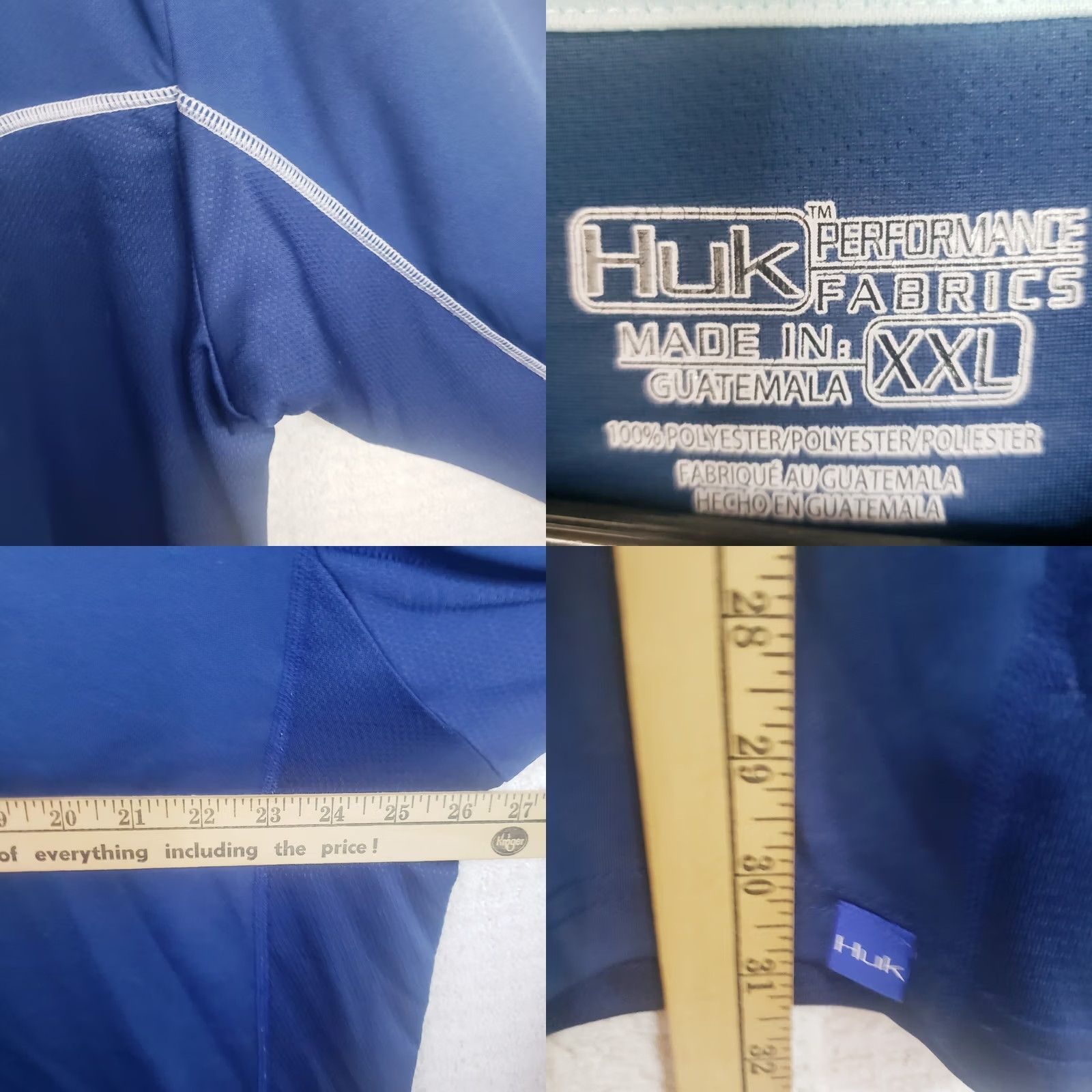 Vintage Huk Fishing Shirt Mens XXL Blue Long Sleeve Performance Stretch Sun Protection Logos Size US XXL / EU 58 / 5 - 8 Thumbnail