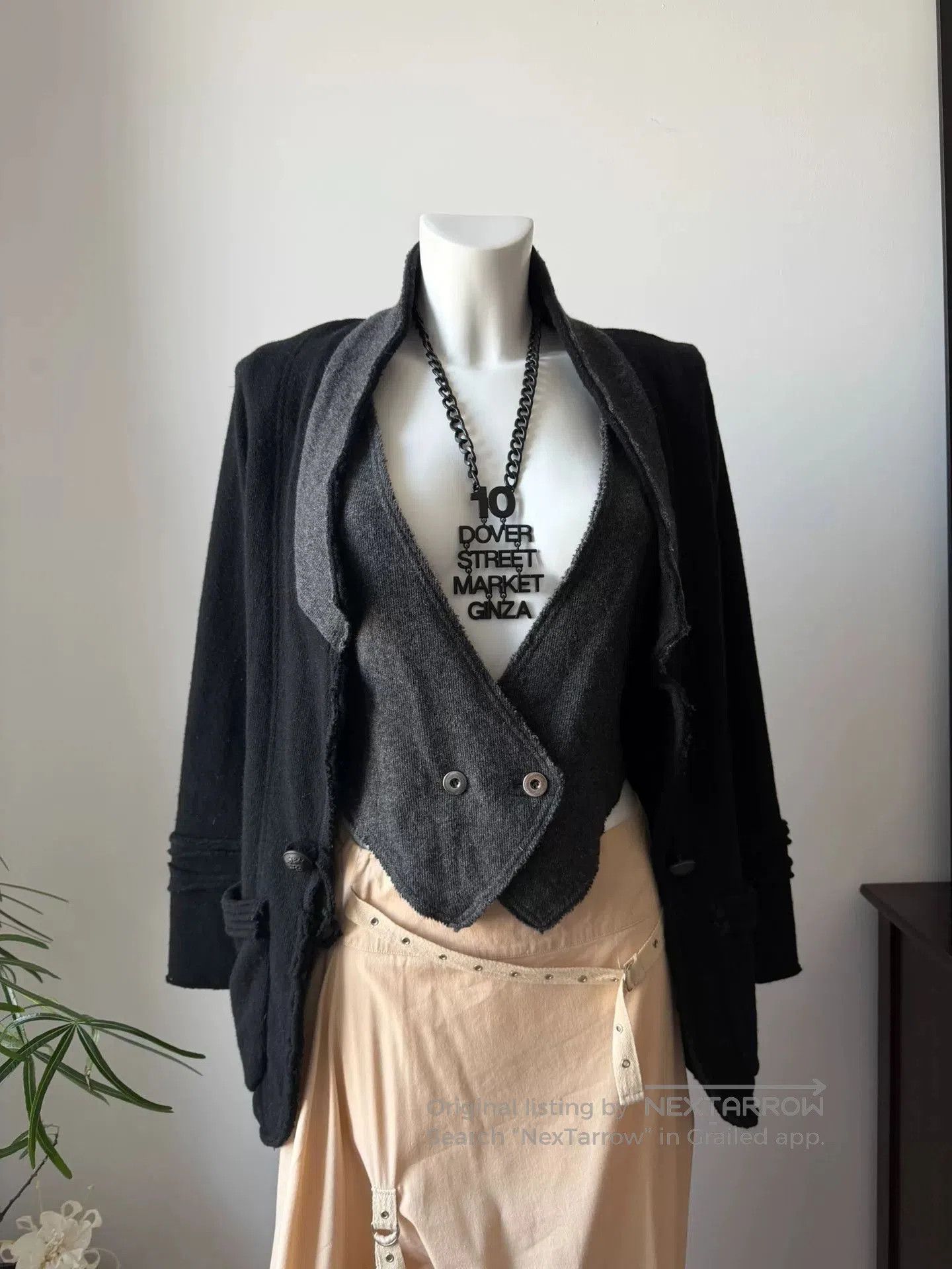 Other Japanese Dark Fake Two-Piece Wool Coat. Size S / US 4 / IT 40 - 4 Thumbnail
