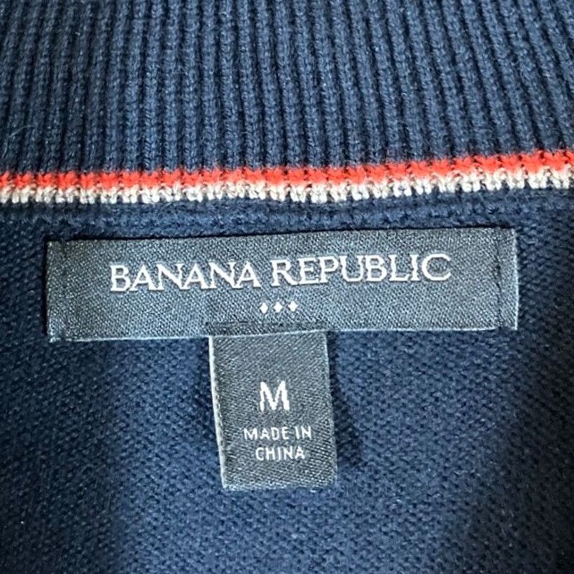 Banana Republic Banana Republic Sweater Navy Blue Knit Shawl Neck 100% Cotton Medium Mens Regular Knit Style Pullover Size US M / EU 48-50 / 2 - 6 Thumbnail
