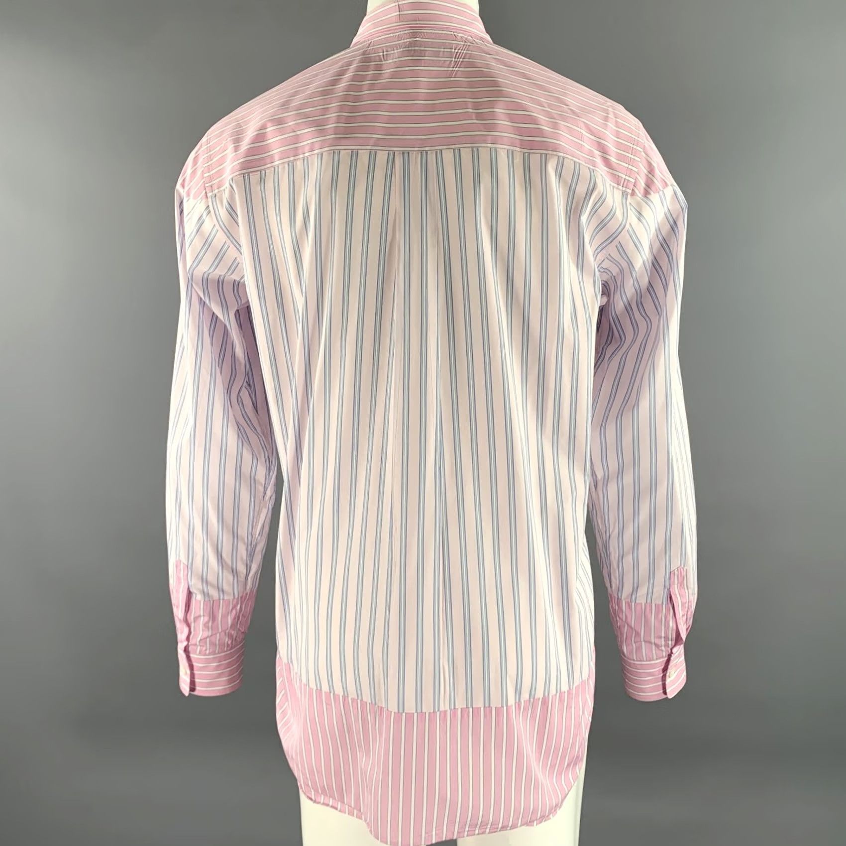 Comme des Garcons Girl COMME des GARCONS Shirt XL Pink Blue Stripe Cotton Long Sleeve Size US XL / EU 56 / 4 - 4 Thumbnail