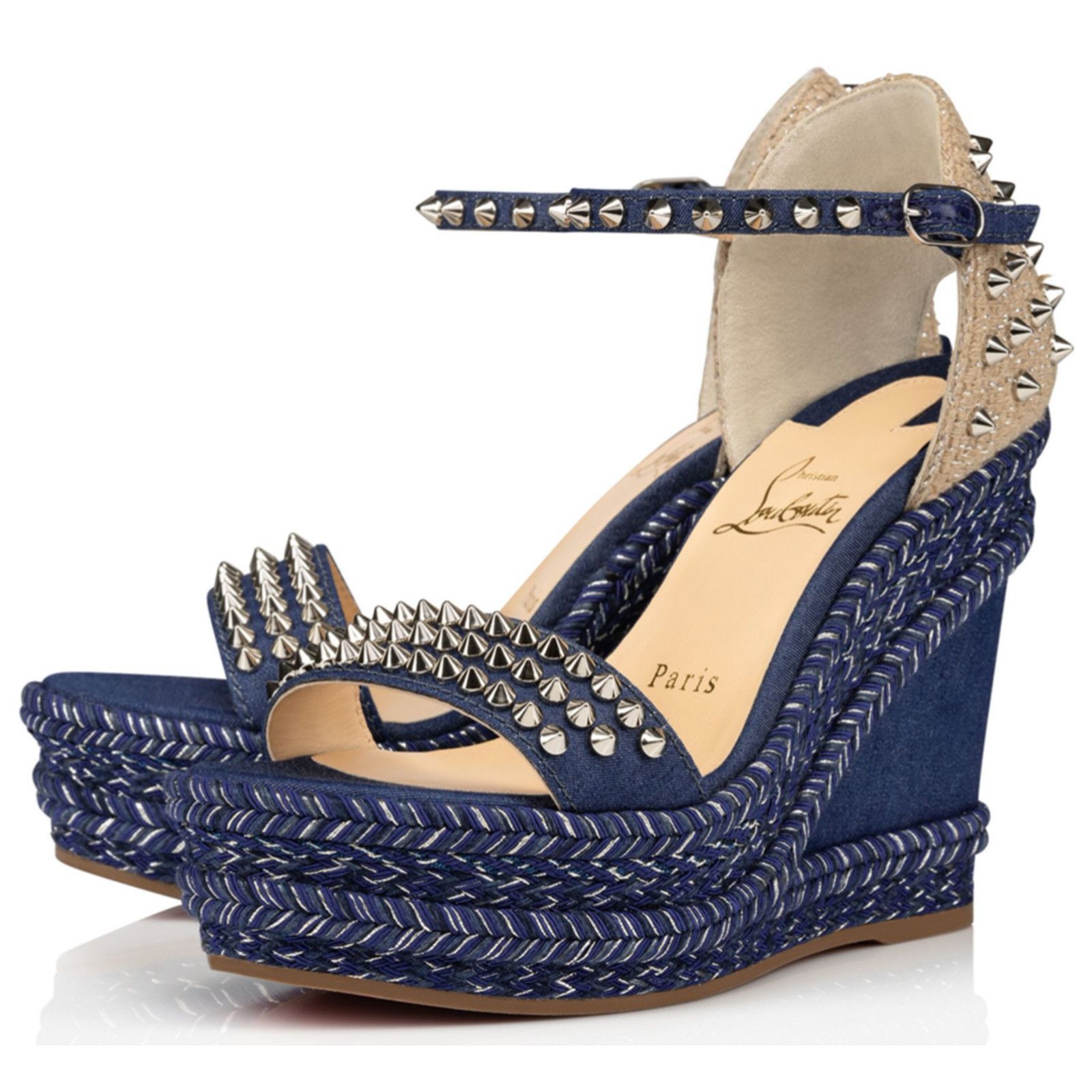 Christian Louboutin Madmonica 120 Blue Denim Platform Wedge Sandal Heel Pump 42 Size US 12 / IT 42 - 1 Thumbnail
